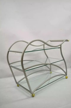 Design Institute of America Rick Lee Brushed Nickel Metal Sculptural Bar Cart