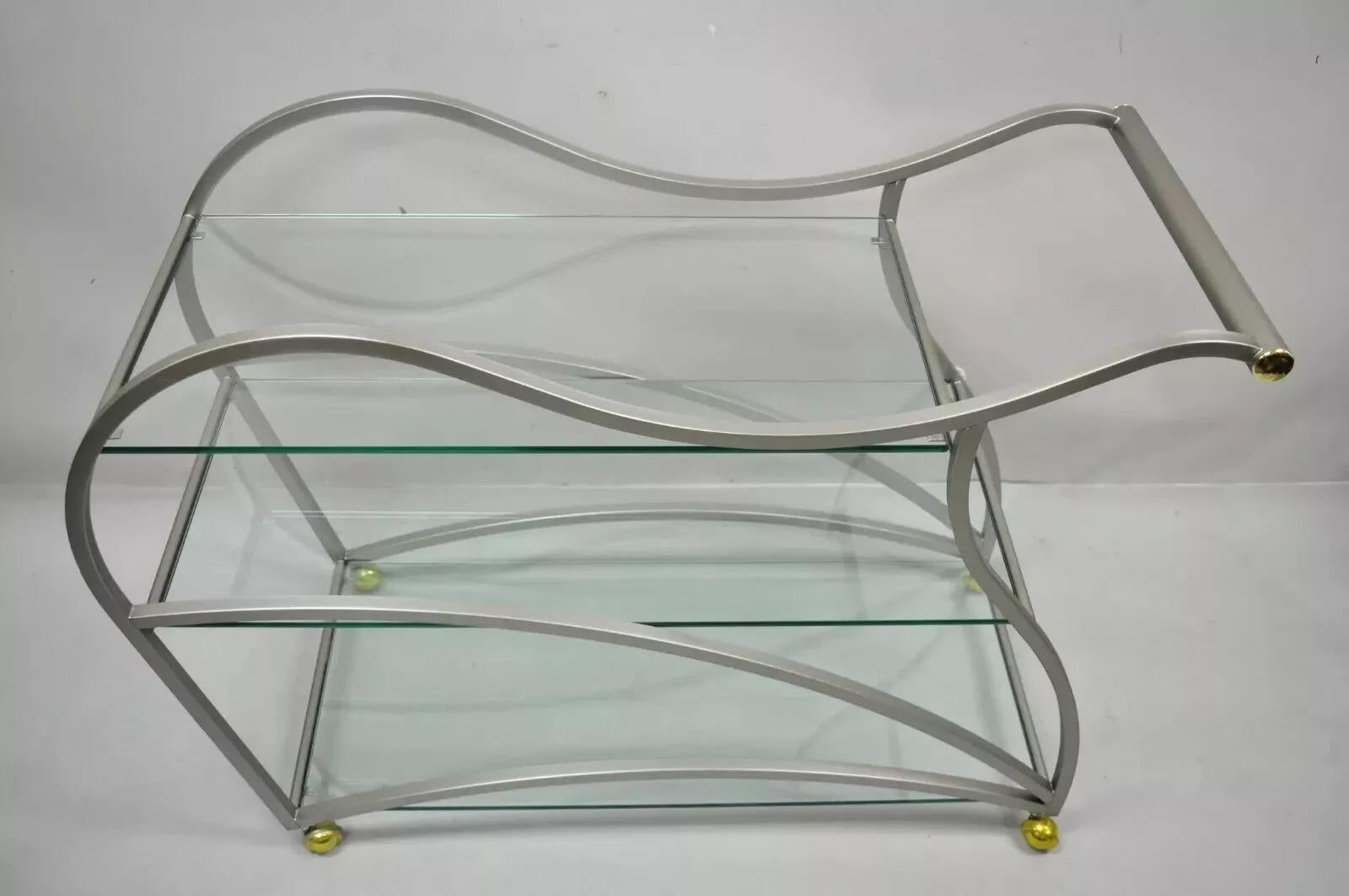 Design Institute America Rick Lee Carrito de bar escultórico de metal en níquel cepillado Otro en venta