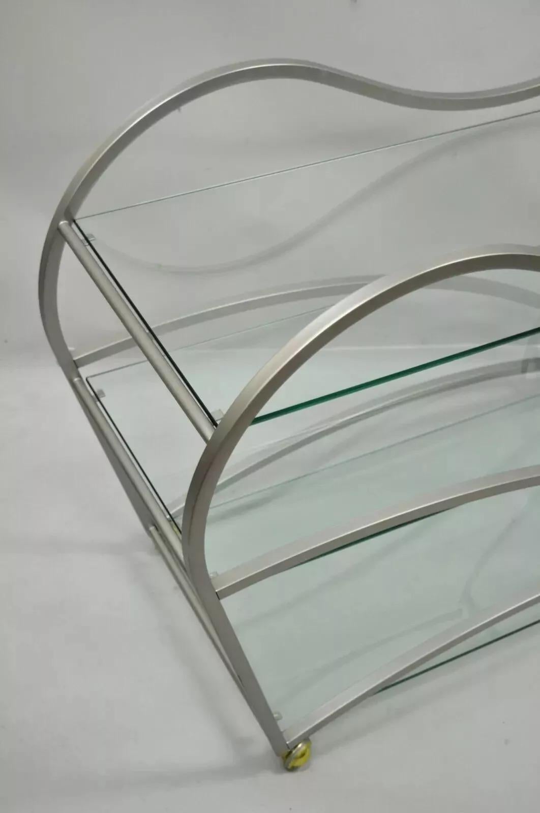Design Institute America Rick Lee Carrito de bar escultórico de metal en níquel cepillado en Bueno estado para la venta en Philadelphia, PA