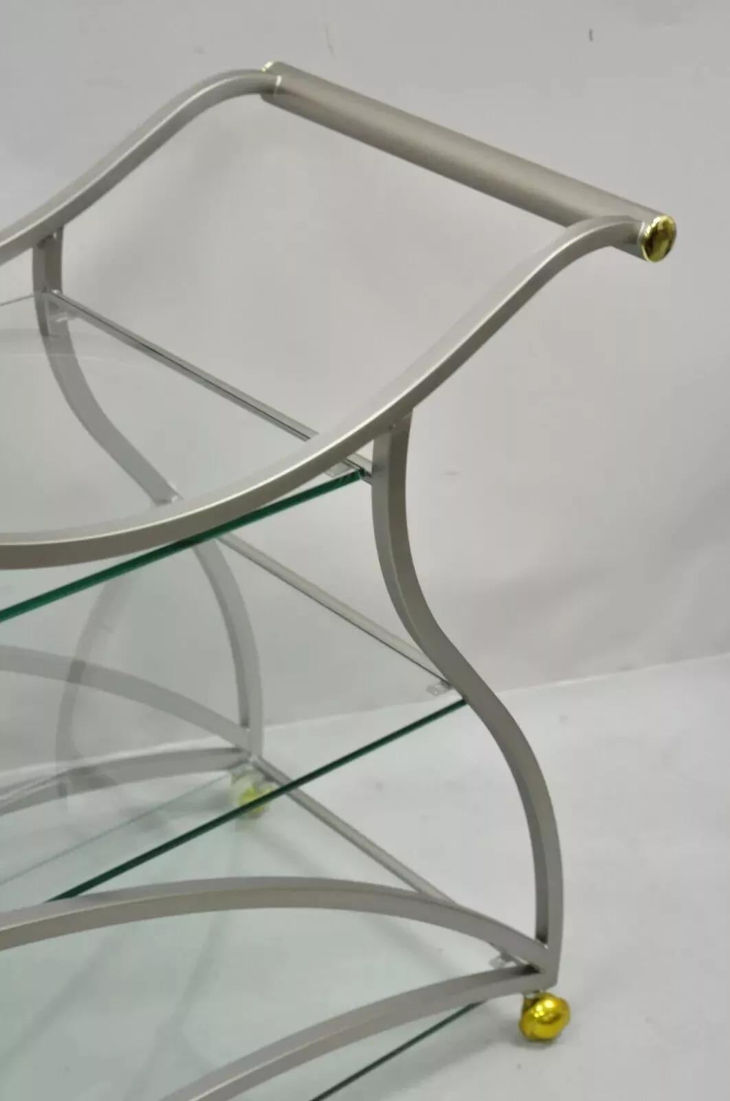 Design Institute America Rick Lee Carrito de bar escultórico de metal en níquel cepillado siglo XX en venta