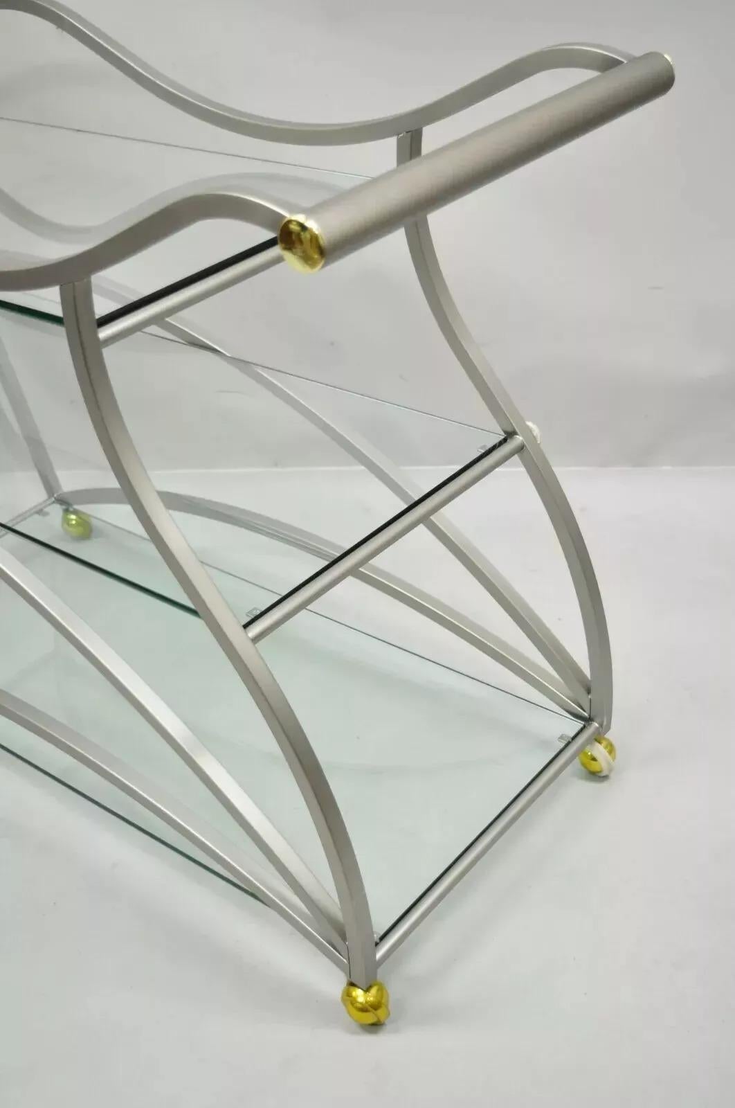 Design Institute America Rick Lee Carrito de bar escultórico de metal en níquel cepillado Metal en venta