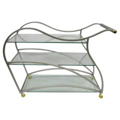 Design Institute of America Rick Lee Brushed Nickel Metal Sculptural Bar Cart