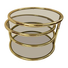 Design Institute of America Style Extendable Brass and Smoked Glass Table