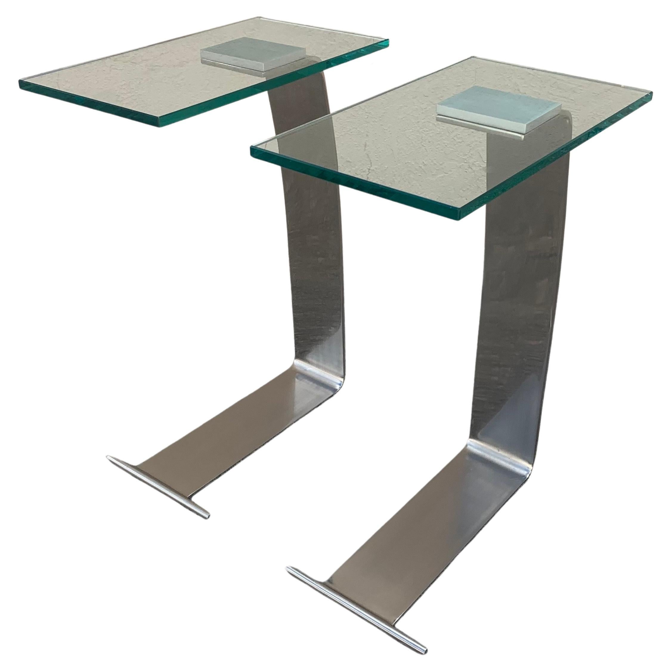 Beautiful Side Tables in Chrome and Glass by Design Institute of