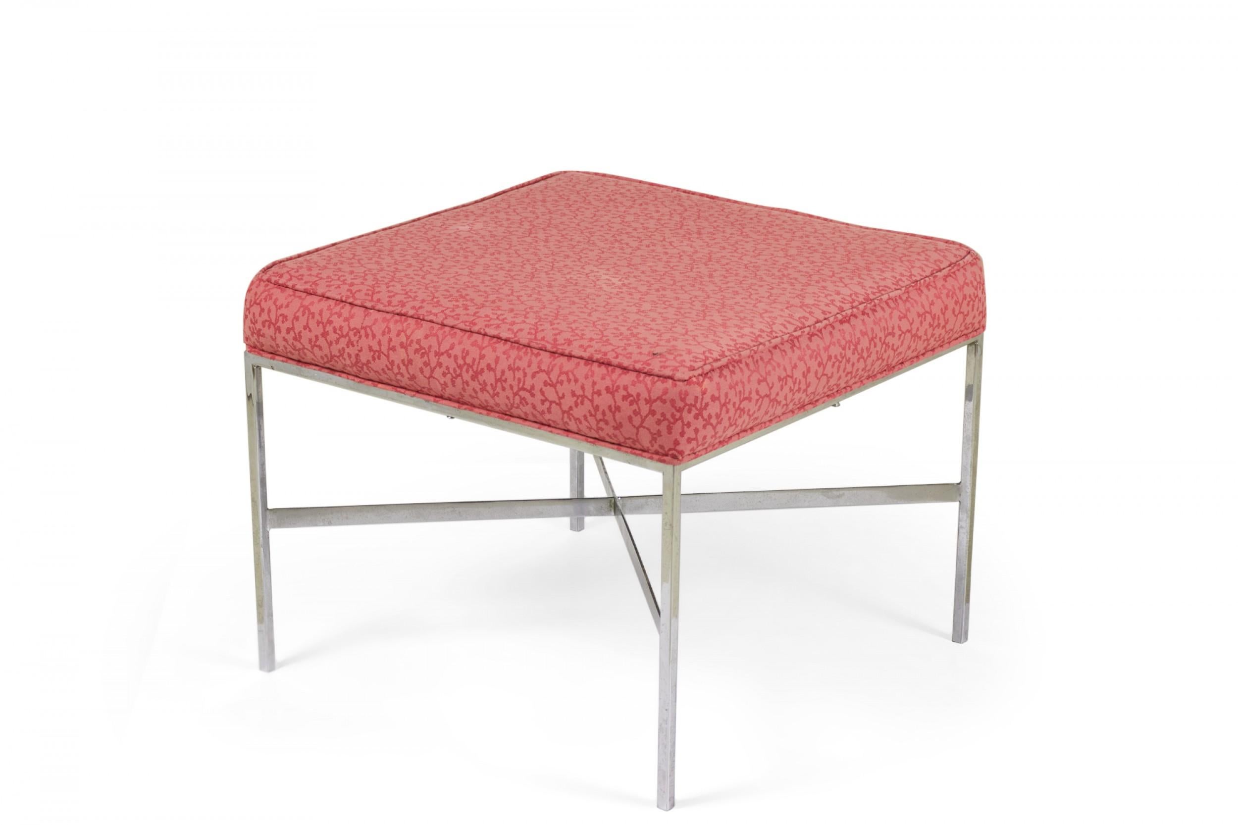 20th Century Design Institute of Chrome and Raspberry Upholstery Square Bench For Sale