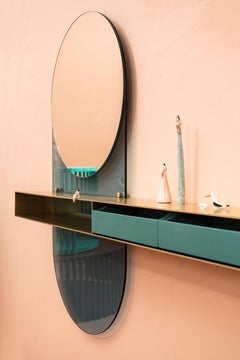 Vivian Mirror, in brass, glass and wood, by Accardi Buccheri for Medulum
