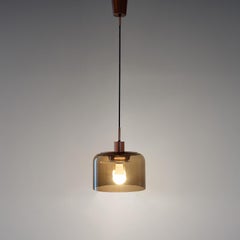 Design Italian Smoked Glass and Bronzed Pendant