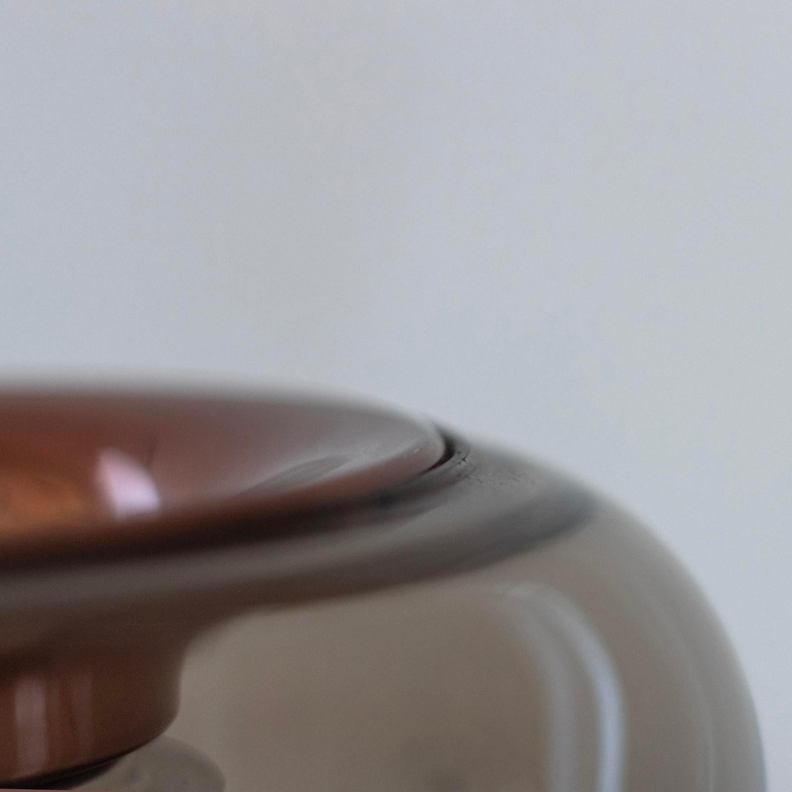 Design Italian Smoked Glass and Bronzed Pendant For Sale 5