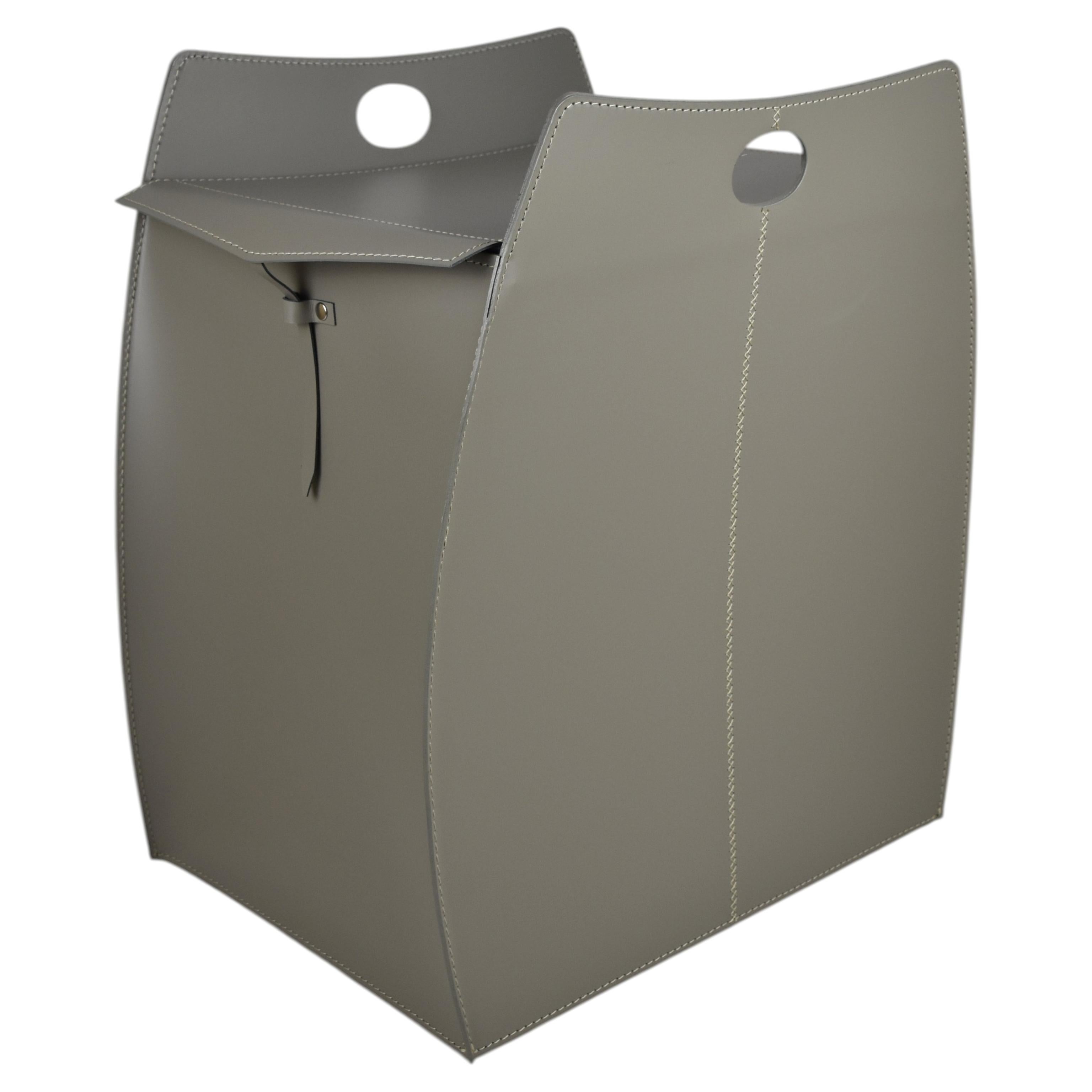 Modern Laundry Basket by Limac Design, Leather & Cotton ALESSIO