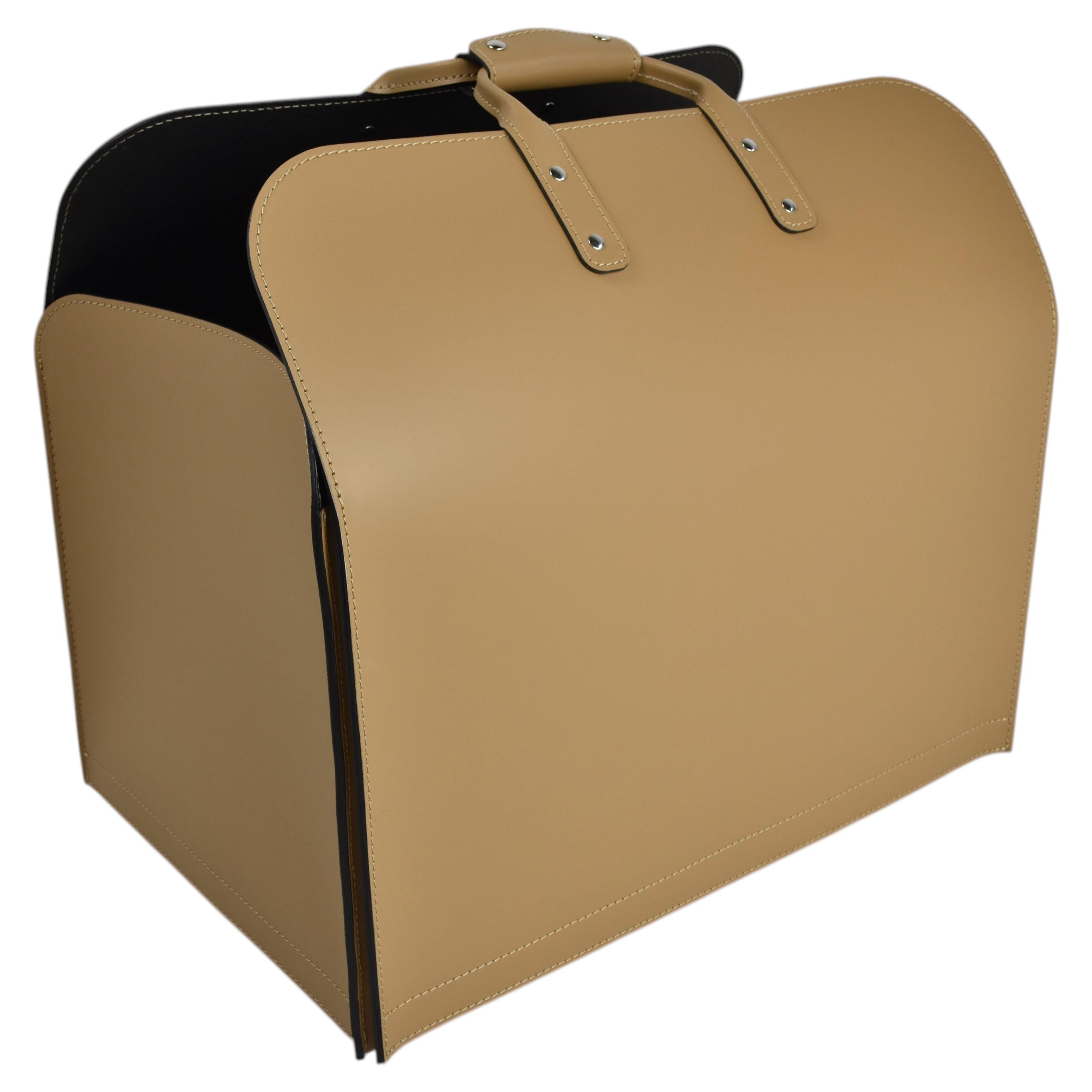 Modern Leather Storage Basket HABET HABITA by Limac Design - 60x38x56 cm