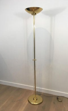 Lampadaire design en lucite et laiton doré