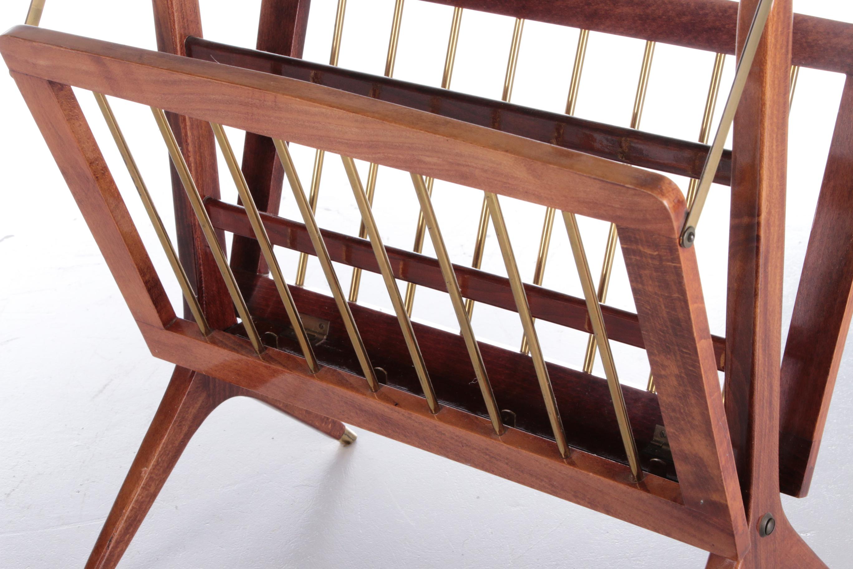 Brass Design Magazine Rack by Cesare Lacca 1960, Italy For Sale