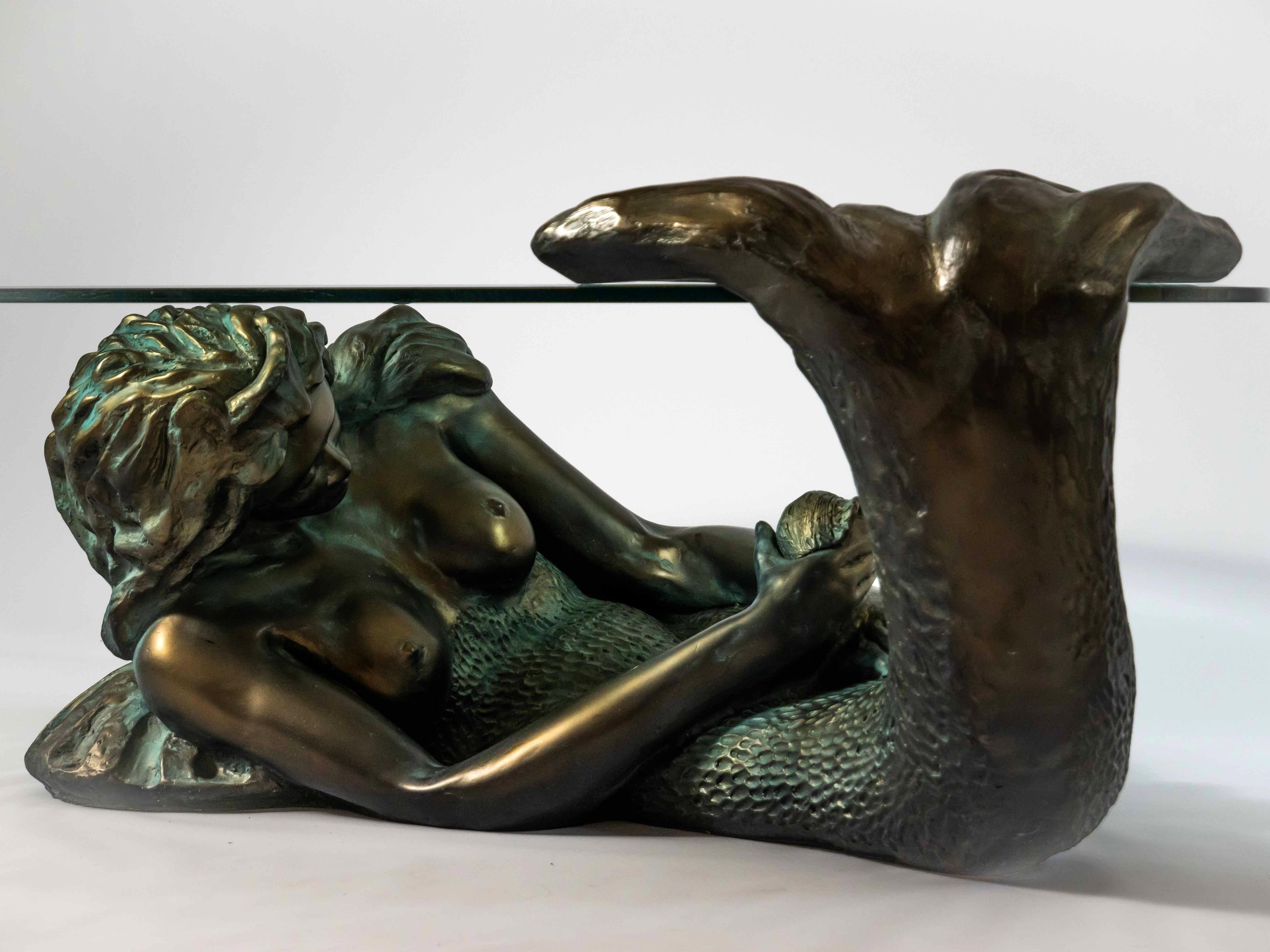 Late 20th Century Design mermaid coffee table signed