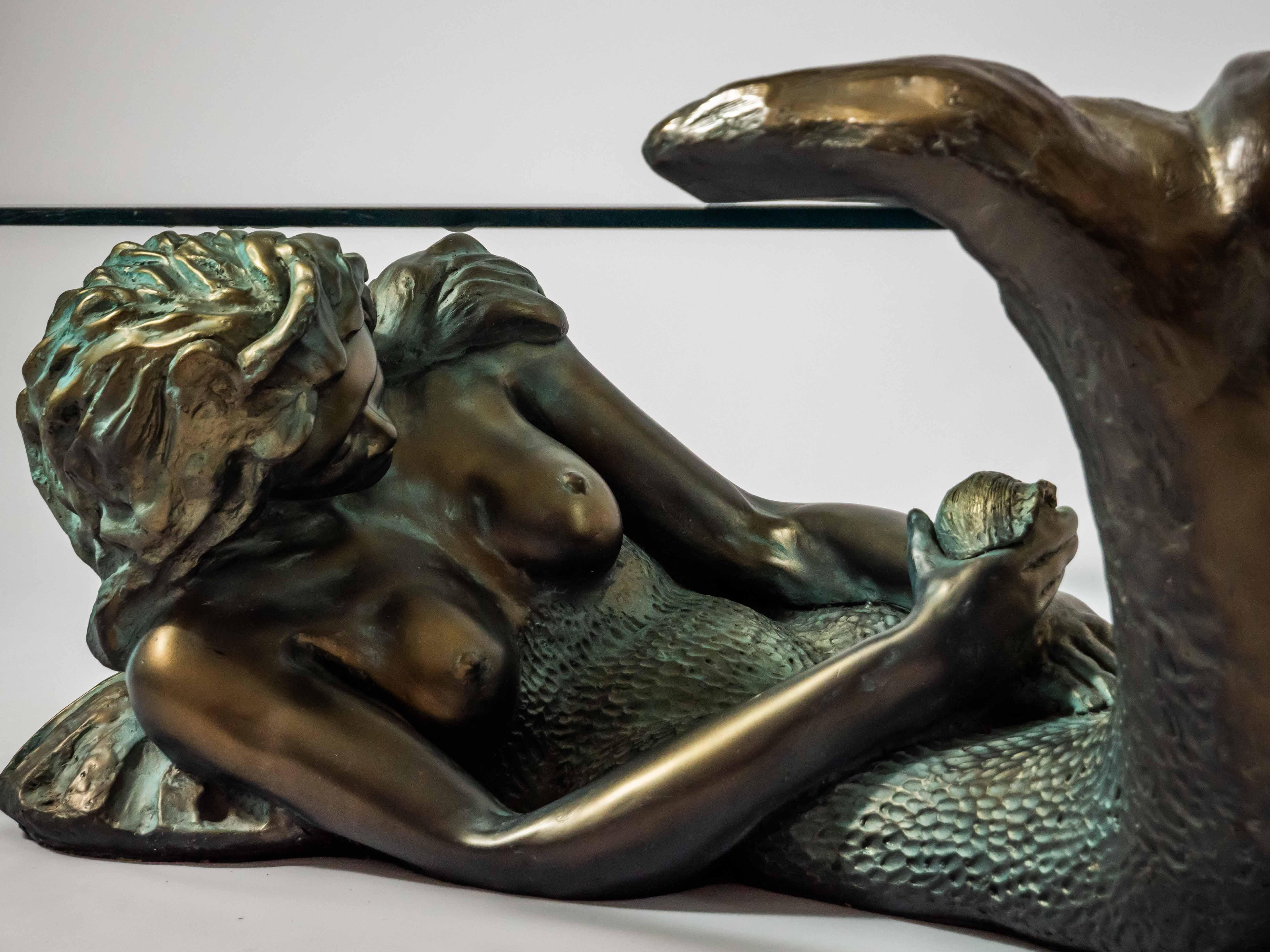 Glass Design mermaid coffee table signed