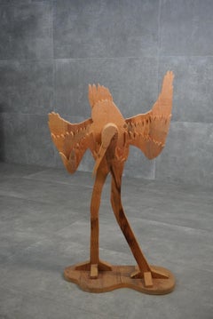 Design Michelangelo, Skulptur Flamingo, 1970er Jahre, Holz