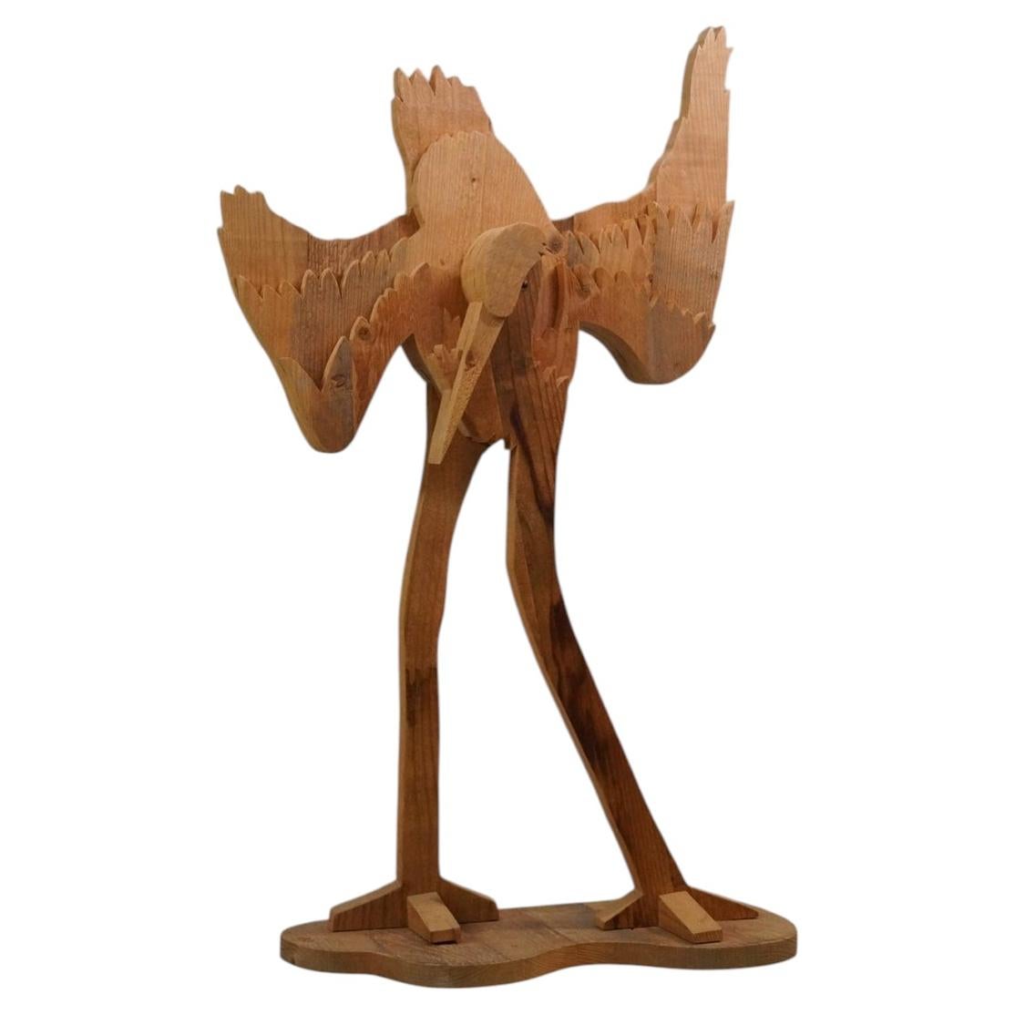 Michelangelo Design, Sculptural Flamingo, 1970s, Wood For Sale