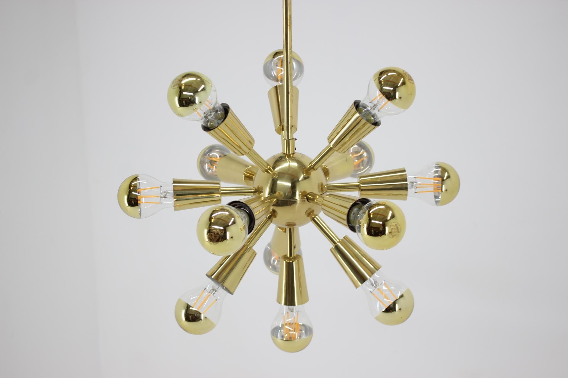 Czech Design Midcentury Brass Pendant, Sputnik, 1970s For Sale