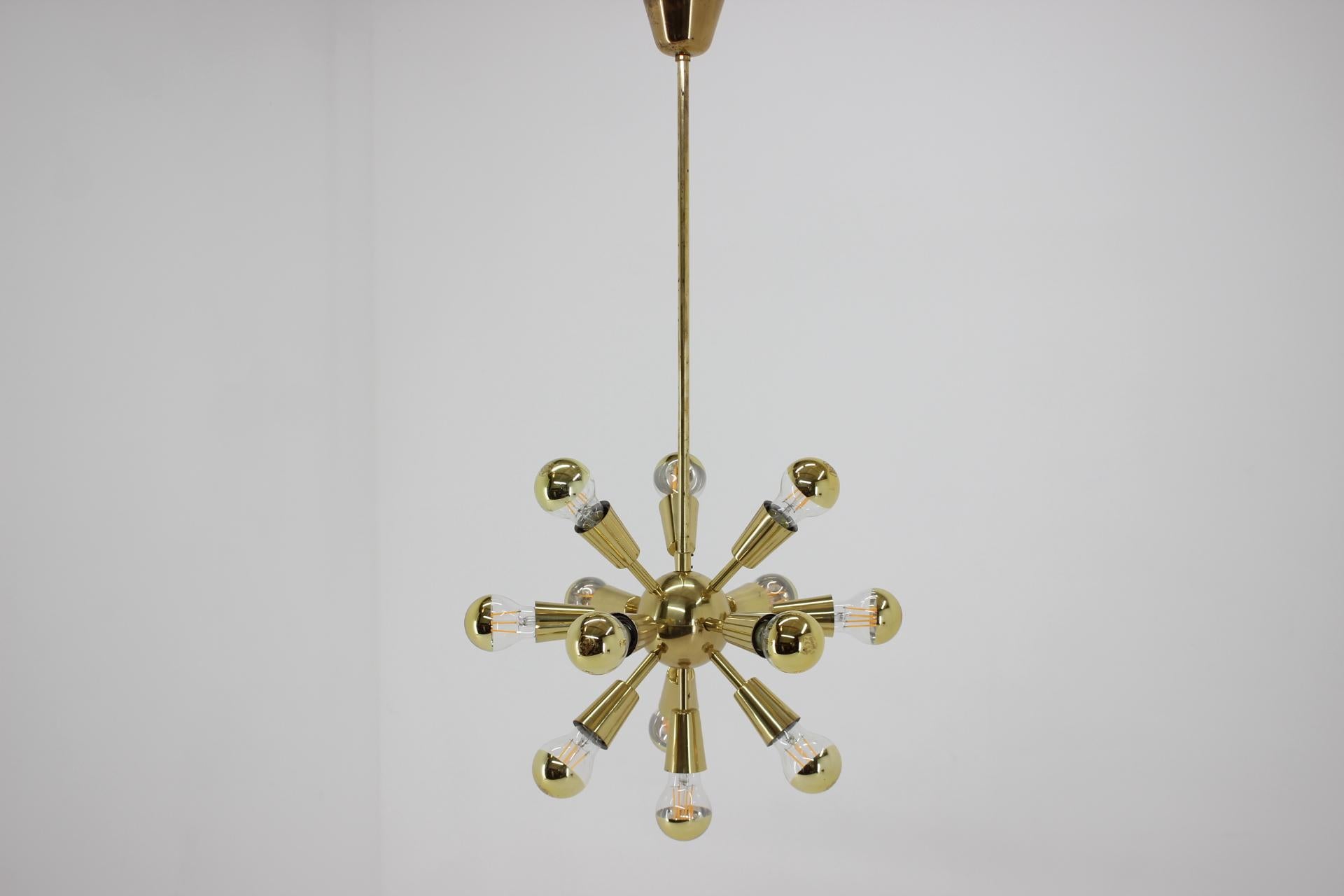 Design Midcentury Brass Pendant, Sputnik, 1970s In Fair Condition For Sale In Praha, CZ