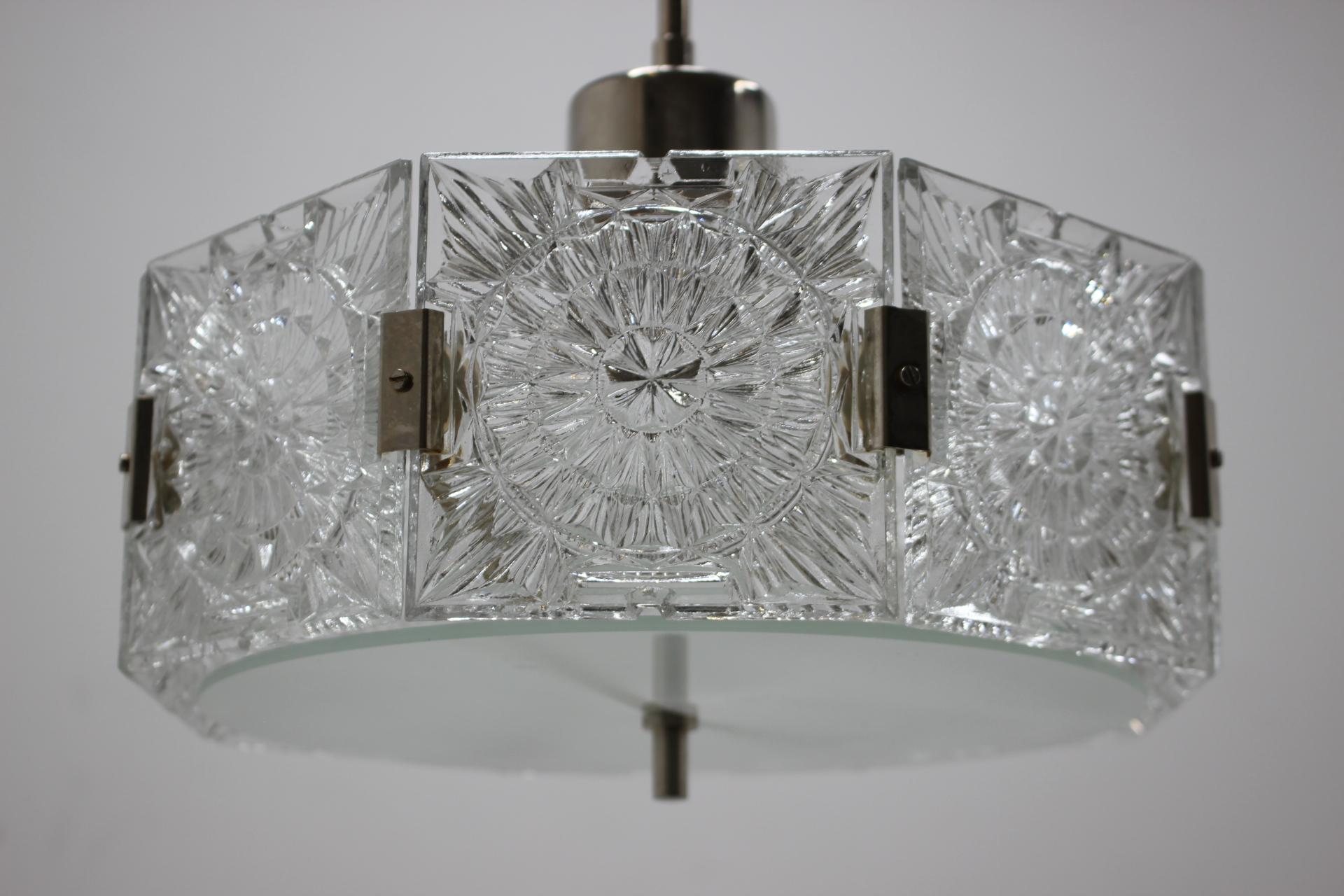 Metal Design Mid-Century Glass Pendant by Kamenicky Senov, 1970s, Up to Six Pieces For Sale