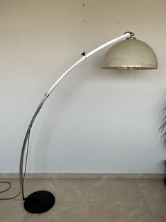 Design Midcentury Harvey Guzzini Style Adjustable Floor Arc Lamp, Around 1970