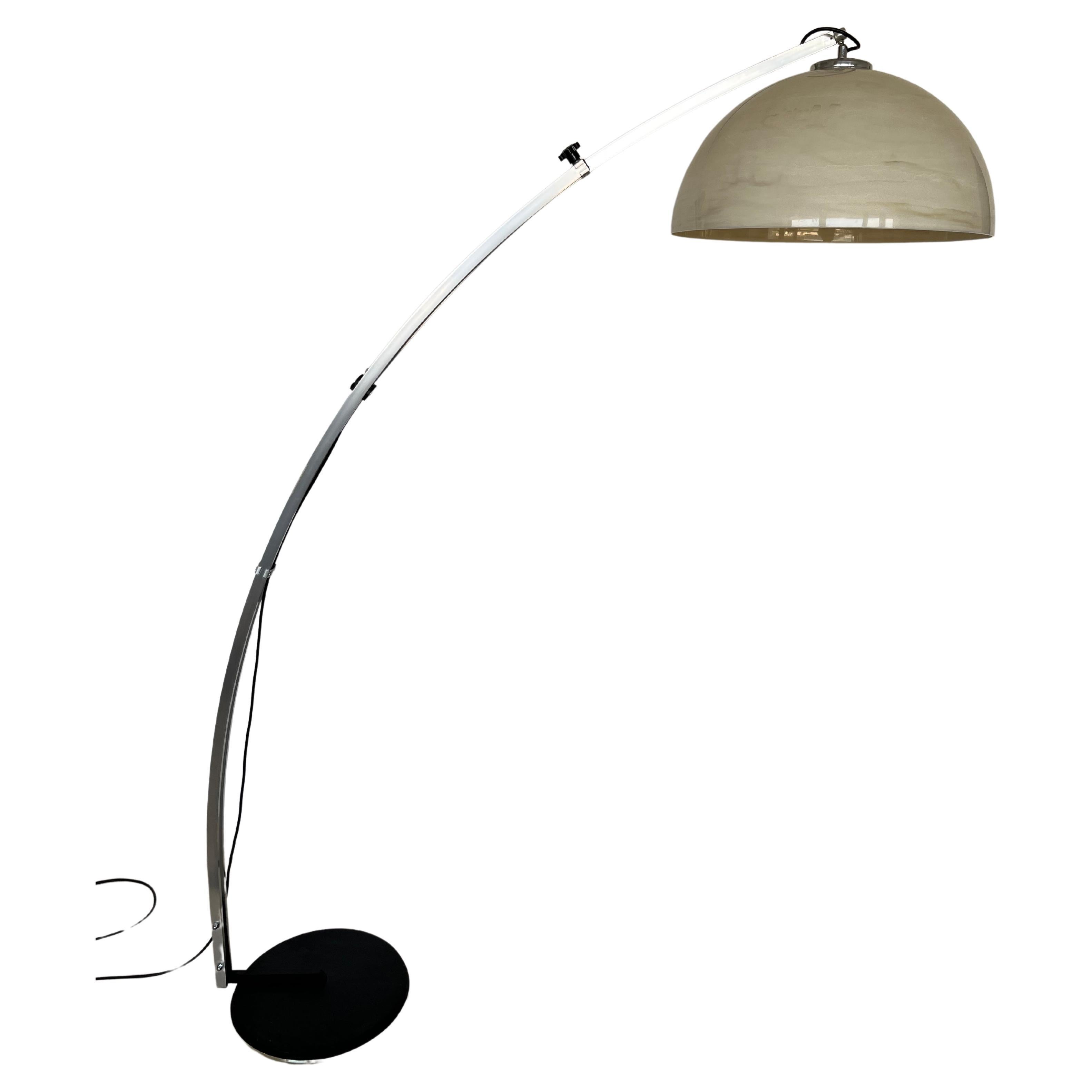 Design Midcentury Harvey Guzzini Style Adjustable Floor Arc Lamp, Around 1970 For Sale