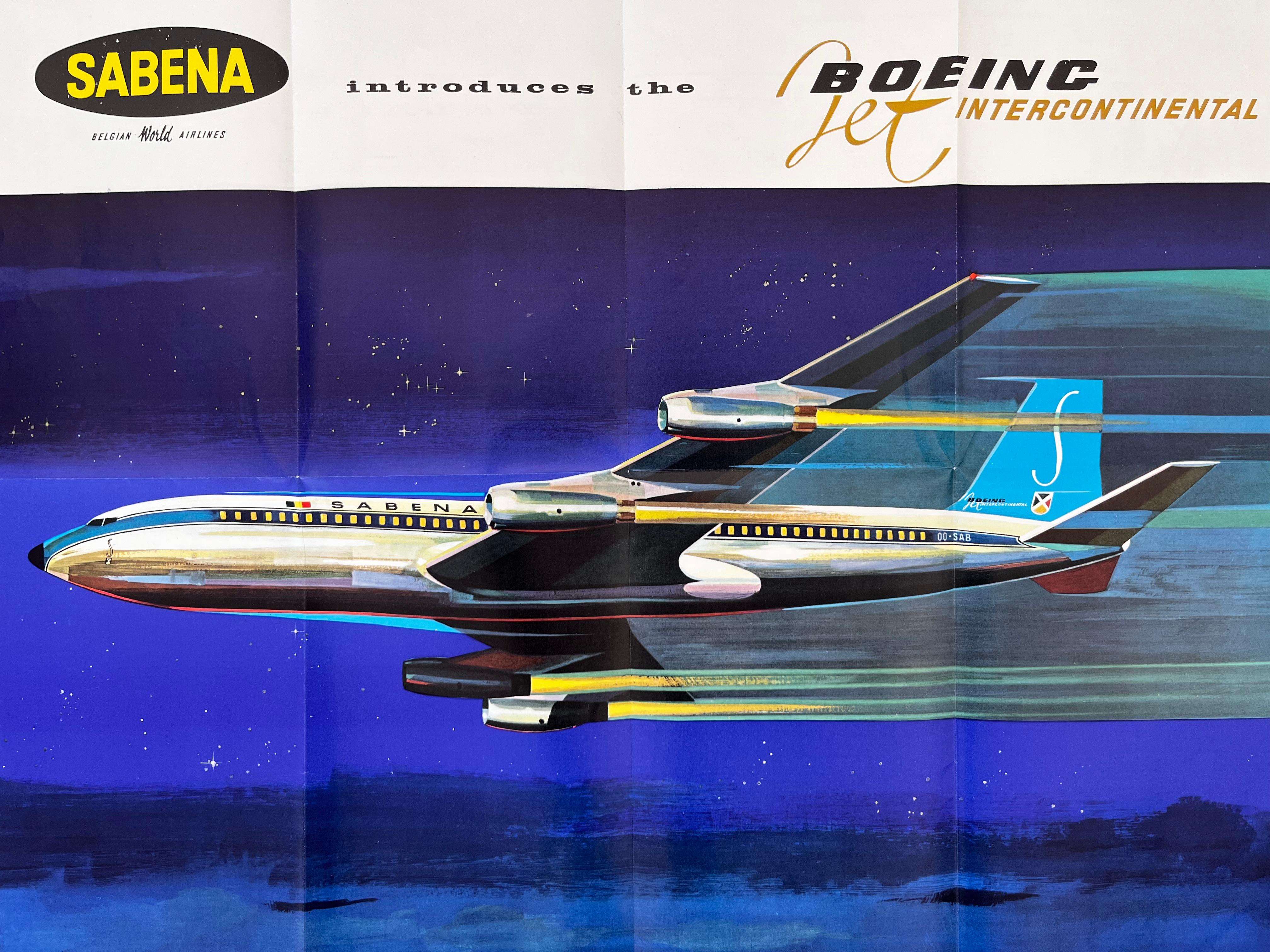 Ceco Poster/volantino di design della metà del secolo scorso delle compagnie aeree Sabena - anni '60 circa in vendita