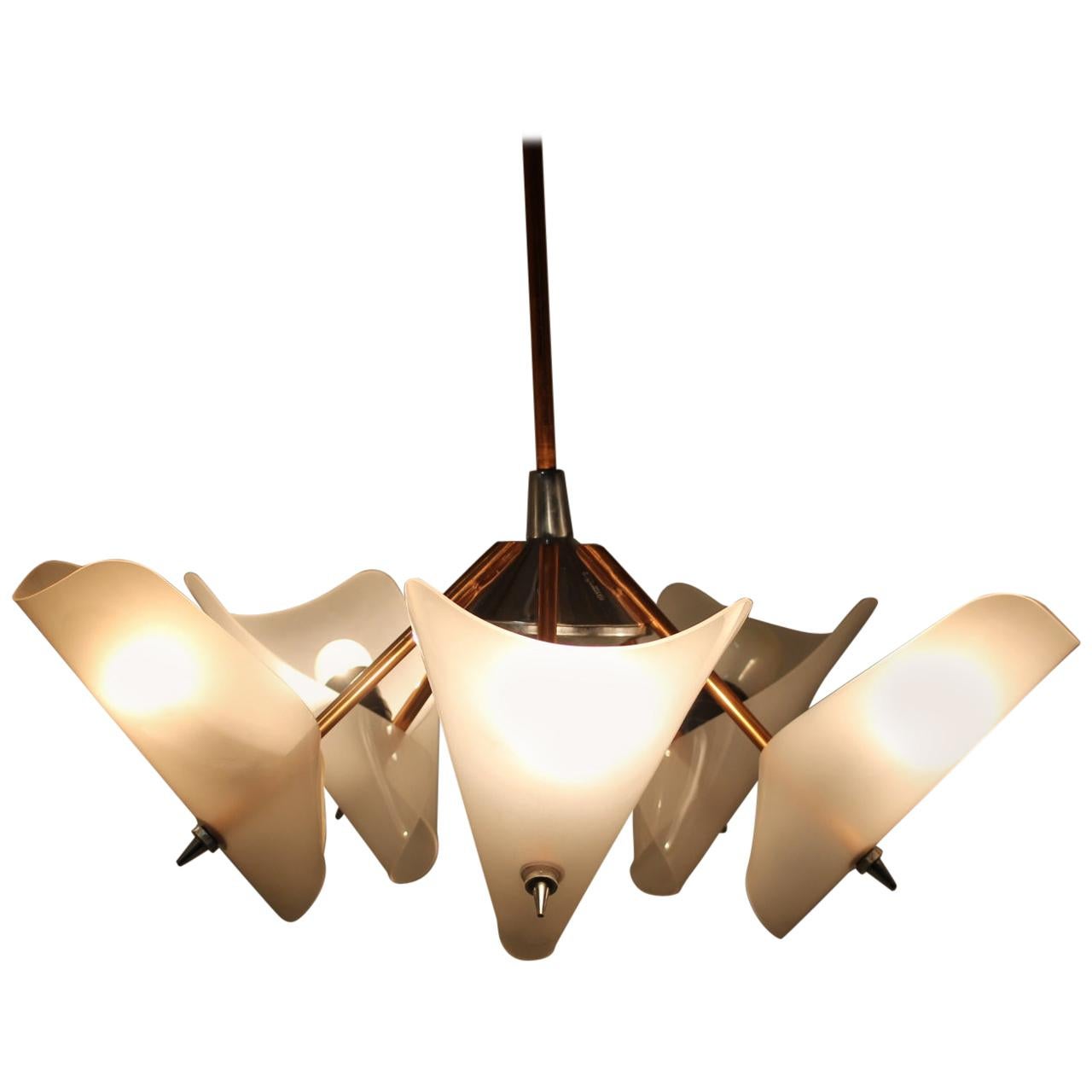 Design Midcentury Brass Pendant / Chandelier, circa 1960s For Sale