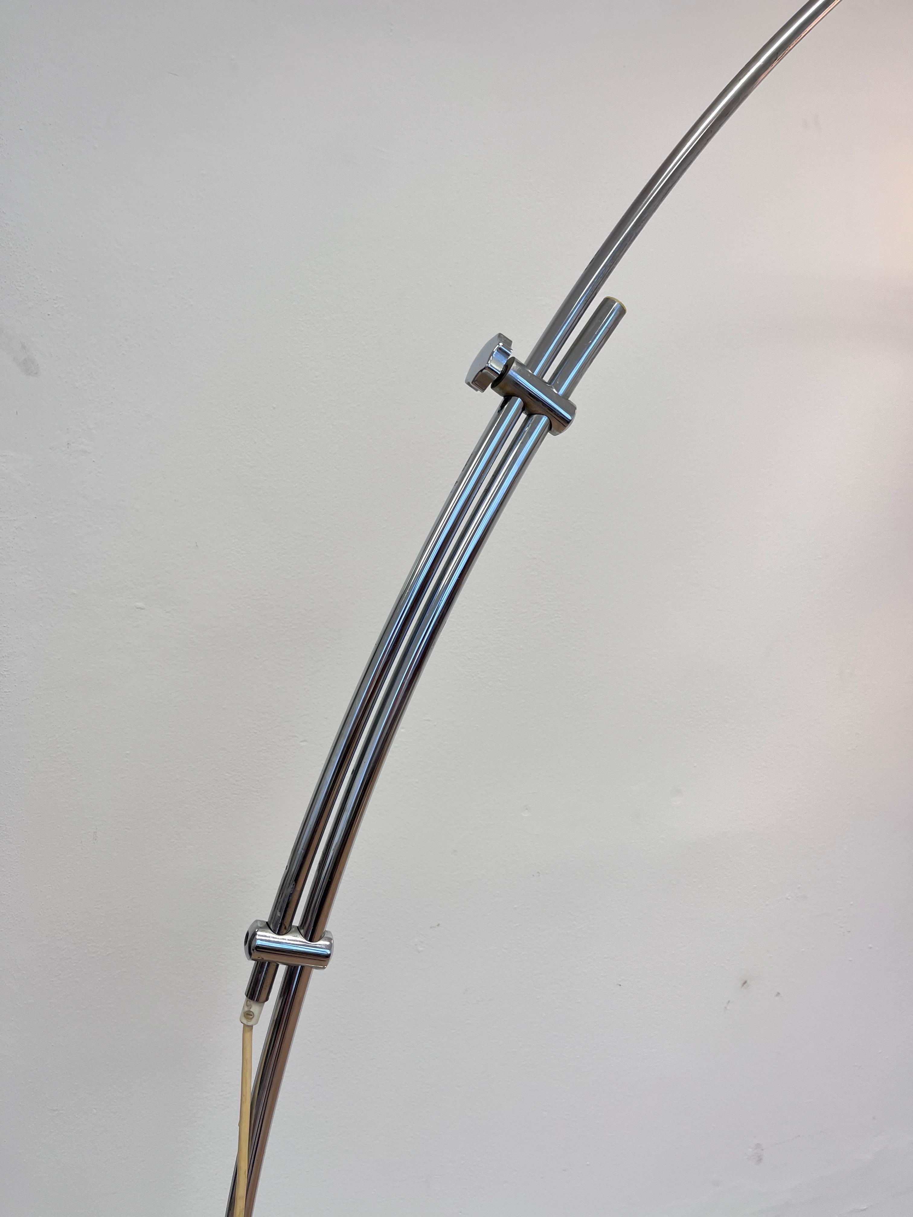 Metal Design Midcentury Harvey Guzzini Style Adjustable Floor Arc Lamp, Around 1970 For Sale