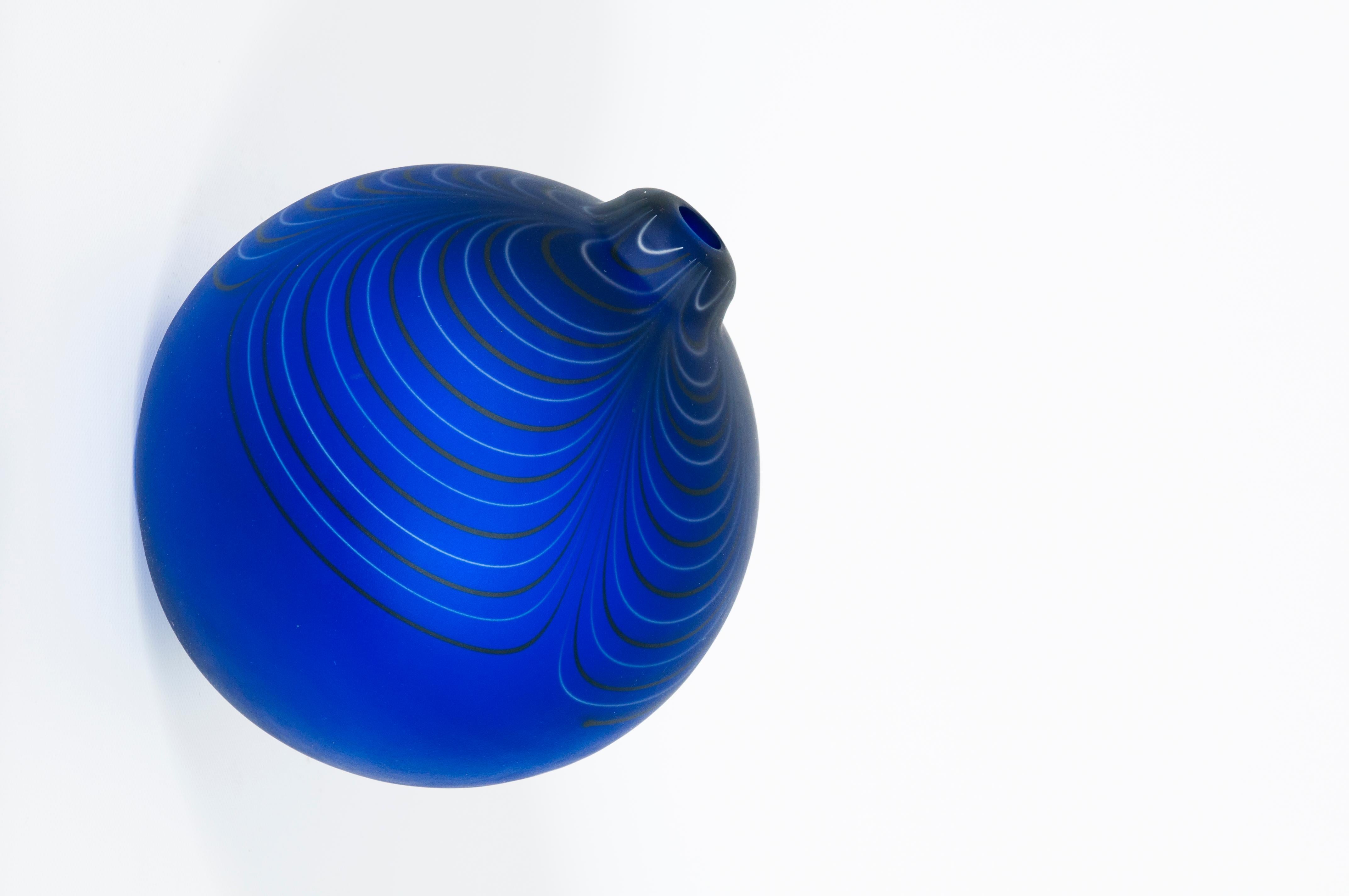 Hand-Crafted Design Murano Glass Blue Sphere by Alberto Donà, Italy 1980s For Sale