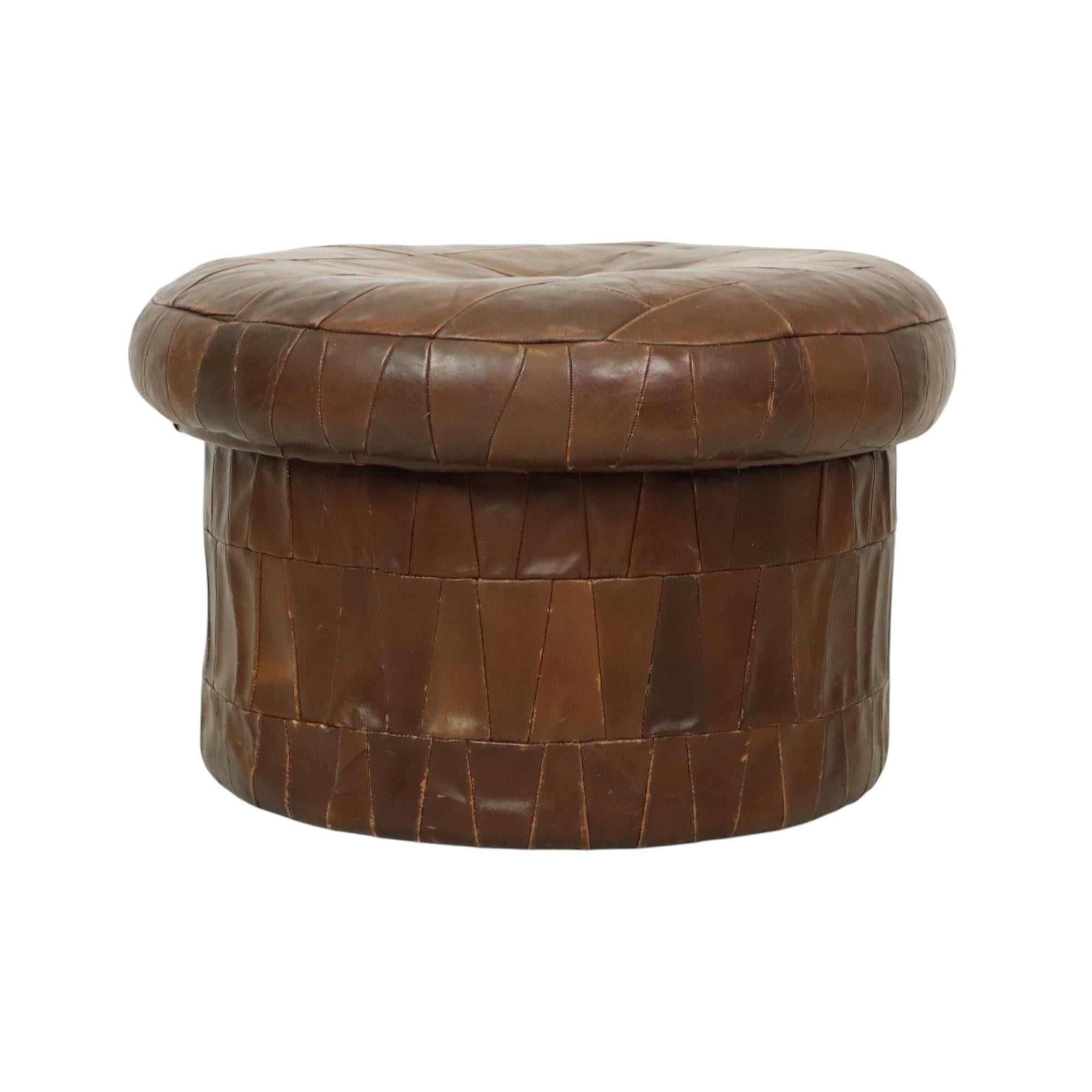 Patchwork Design Mushroom Ottoman Storage Space De Sede Brown Leather 57cm en vente