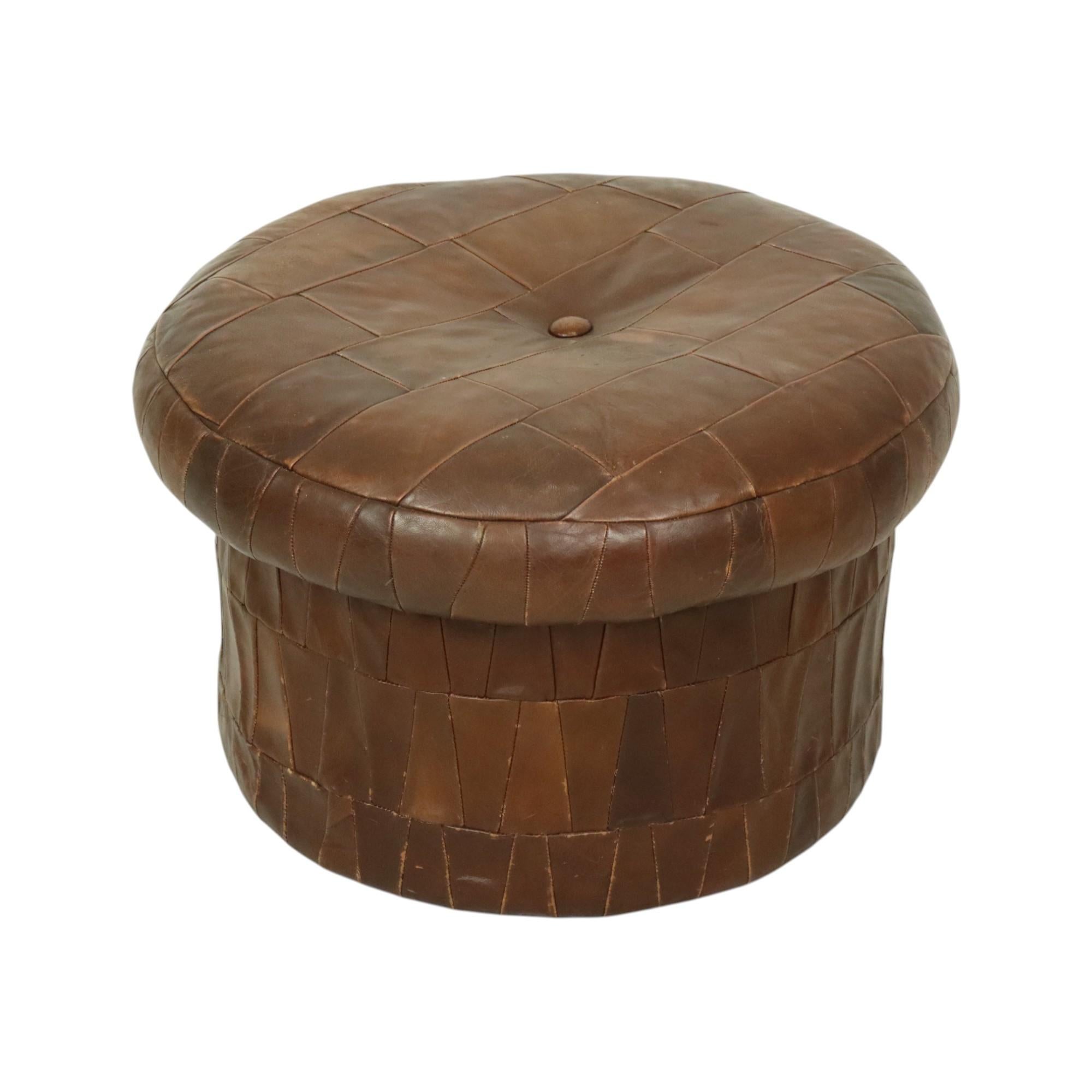 Design Mushroom Ottoman Storage Space De Sede Brown Leather 57cm Bon état - En vente à Poperinge, BE