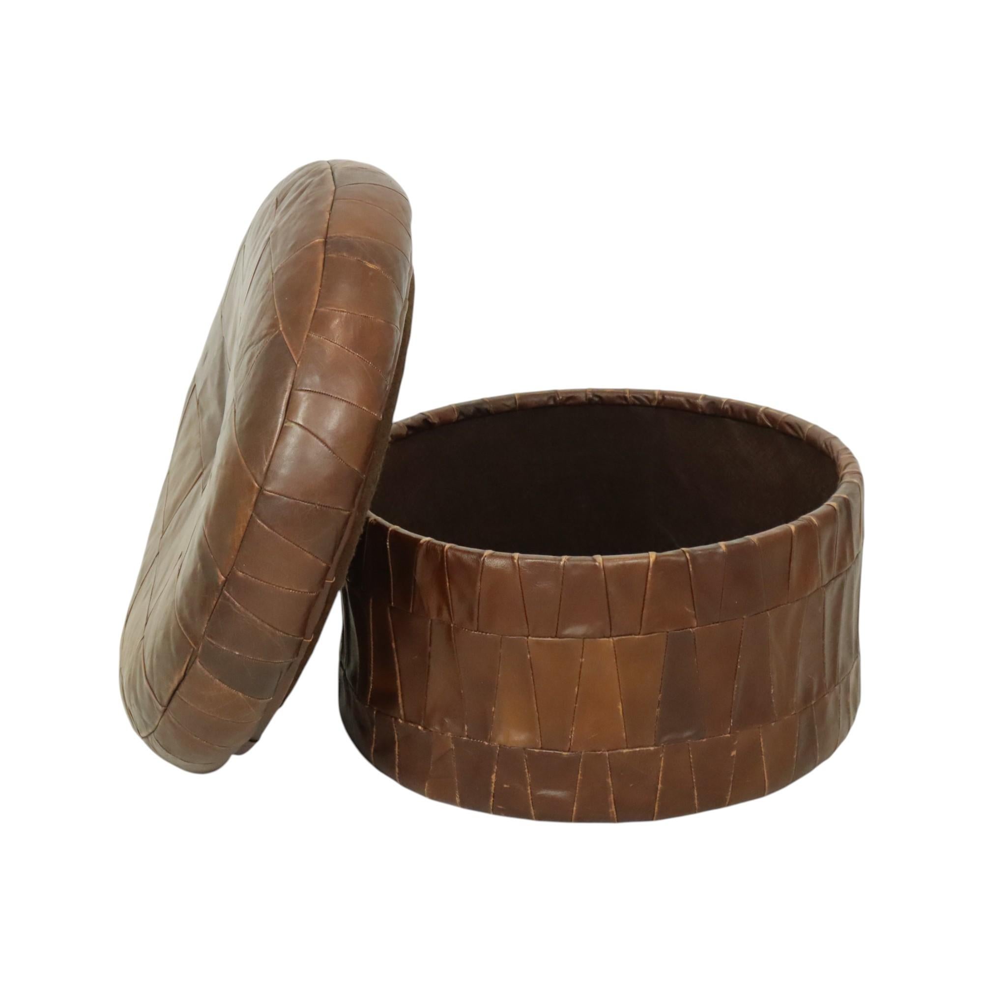 Cuir Design Mushroom Ottoman Storage Space De Sede Brown Leather 57cm en vente