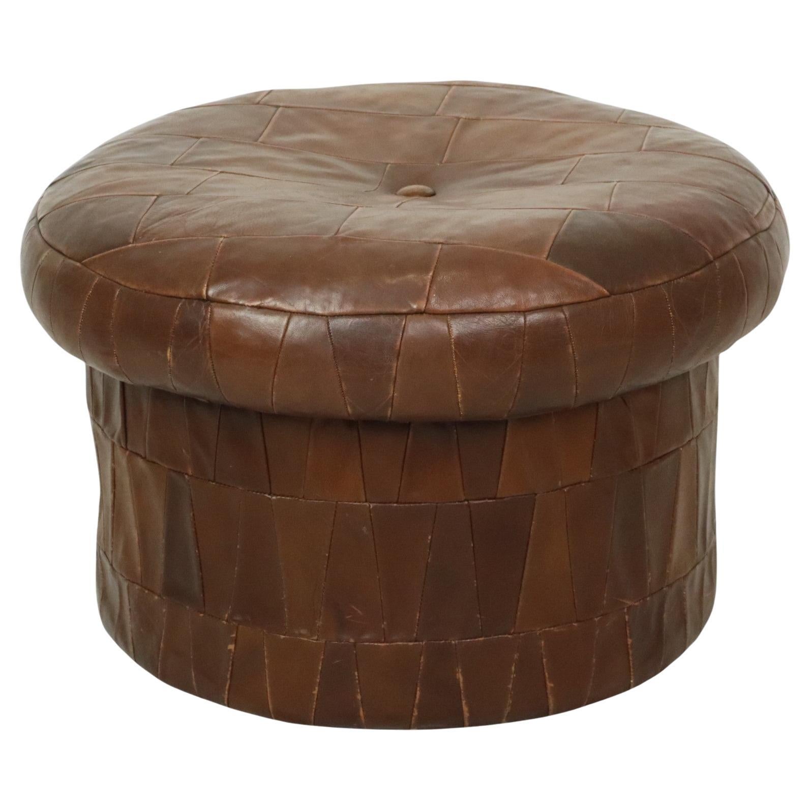 Design Mushroom Ottoman Storage Space De Sede Brown Leather 57cm en vente