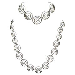 Vintage Design Necklace and Bracelet Silver Scandinavia
