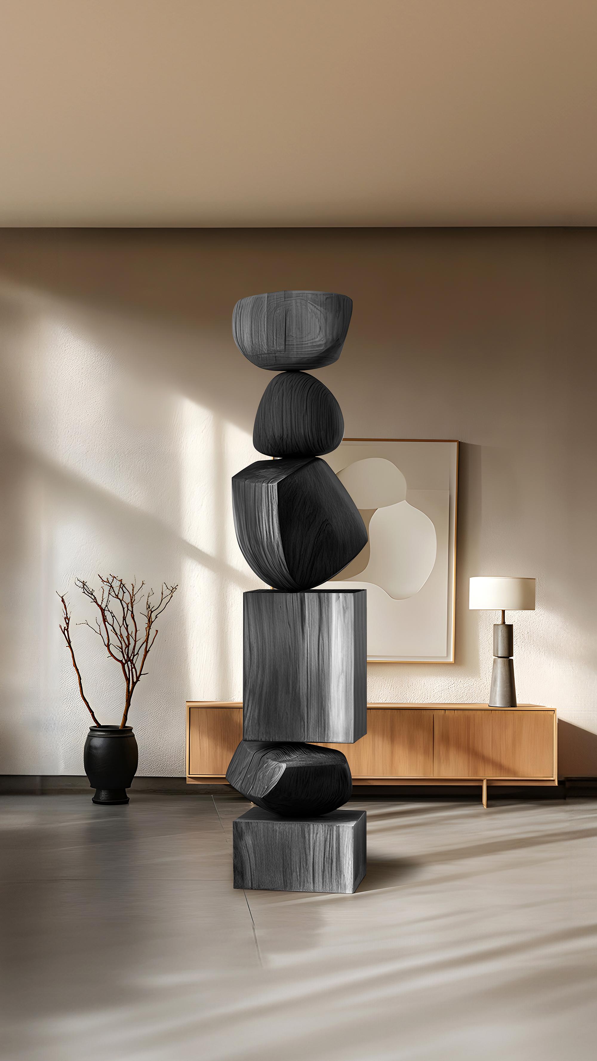 Hand-Crafted Design of Sleek Darkness, Modern Black Solid Wood Totem by NONO, Still Stand 101 For Sale