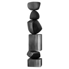 Design of Sleek Darkness, Modern Black Solid Wood Totem by NONO, Still Stand No1
