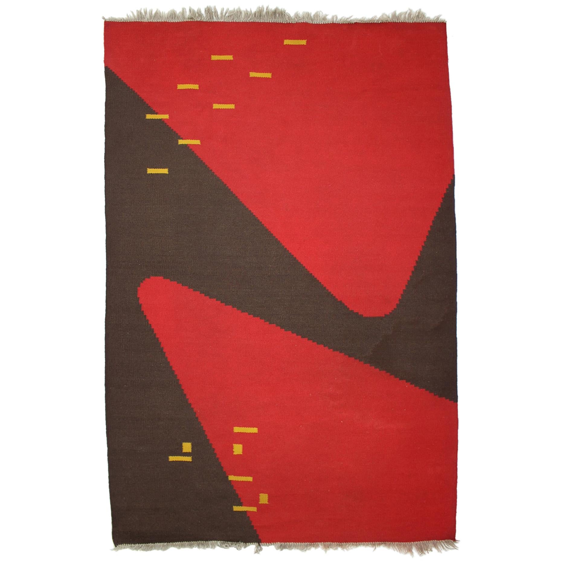 Design Organic Abstract Geometric Carpet/Rug in Style of Antonín Kybal, 1950s
