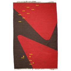 Design Organic Abstract Geometric Carpet/Rug in Style of Antonín Kybal, 1950s