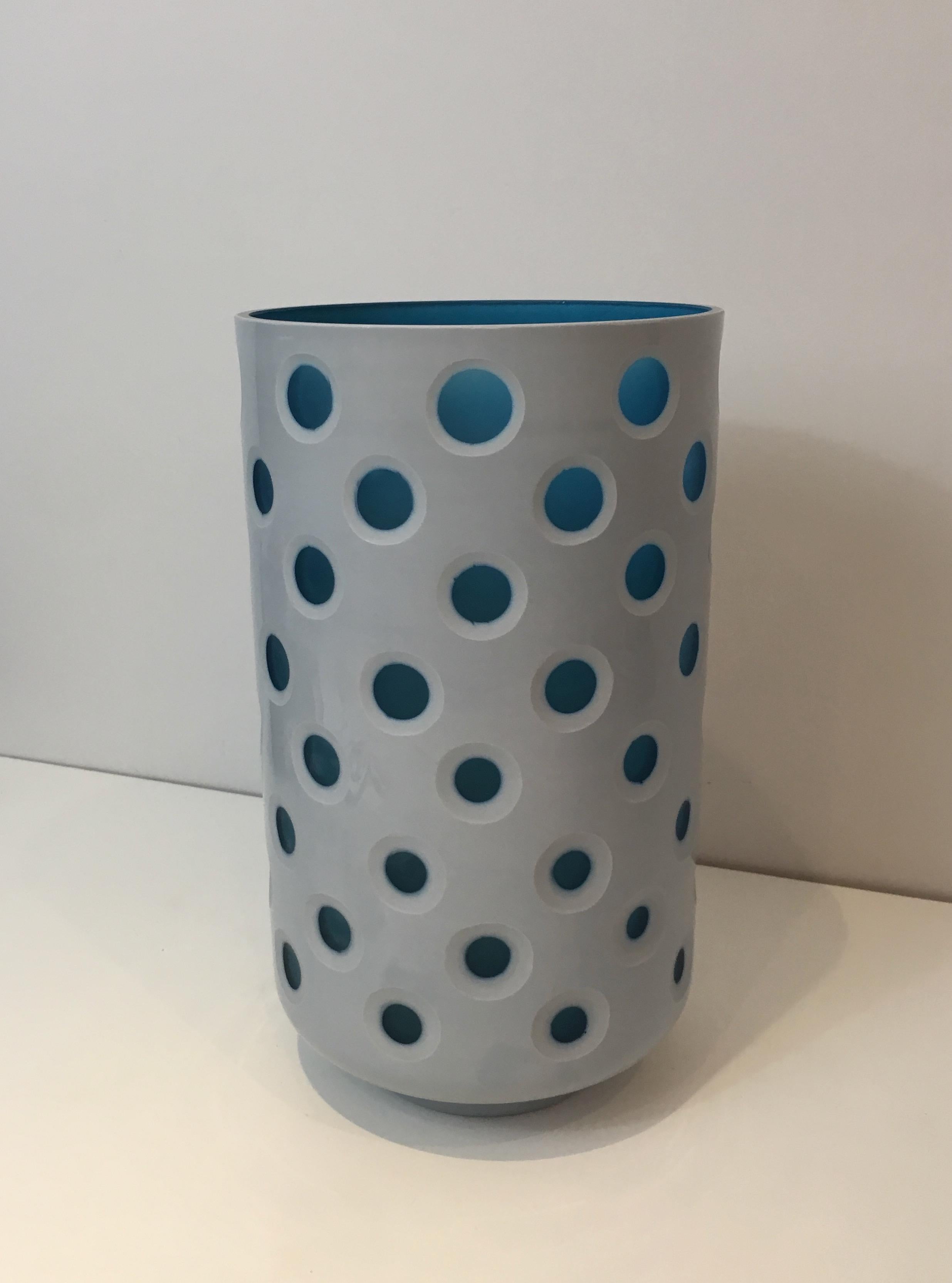 Vaso in vetro a sovrapposizione di design, Italia, circa 1970 in vendita 8
