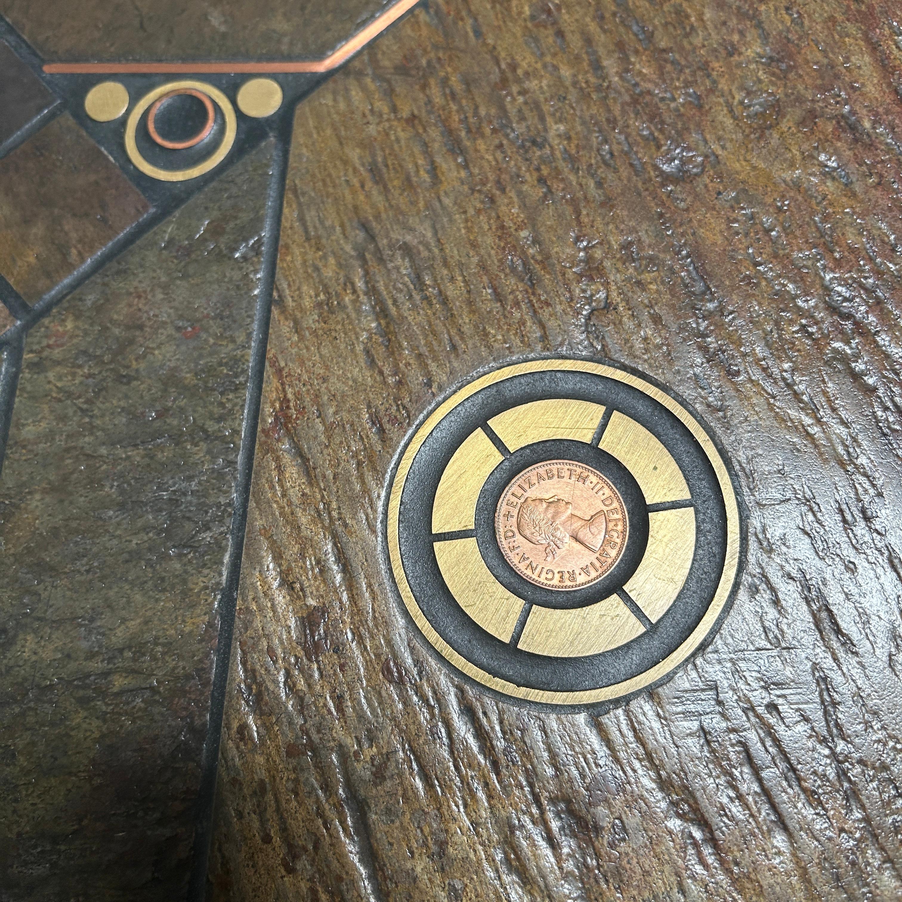 Design P, brutalist Coffee Table made of Indian colored slate, 1988 For Sale 5