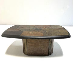 Design P, brutalist Coffee Table made of Indian colored slate, 1988