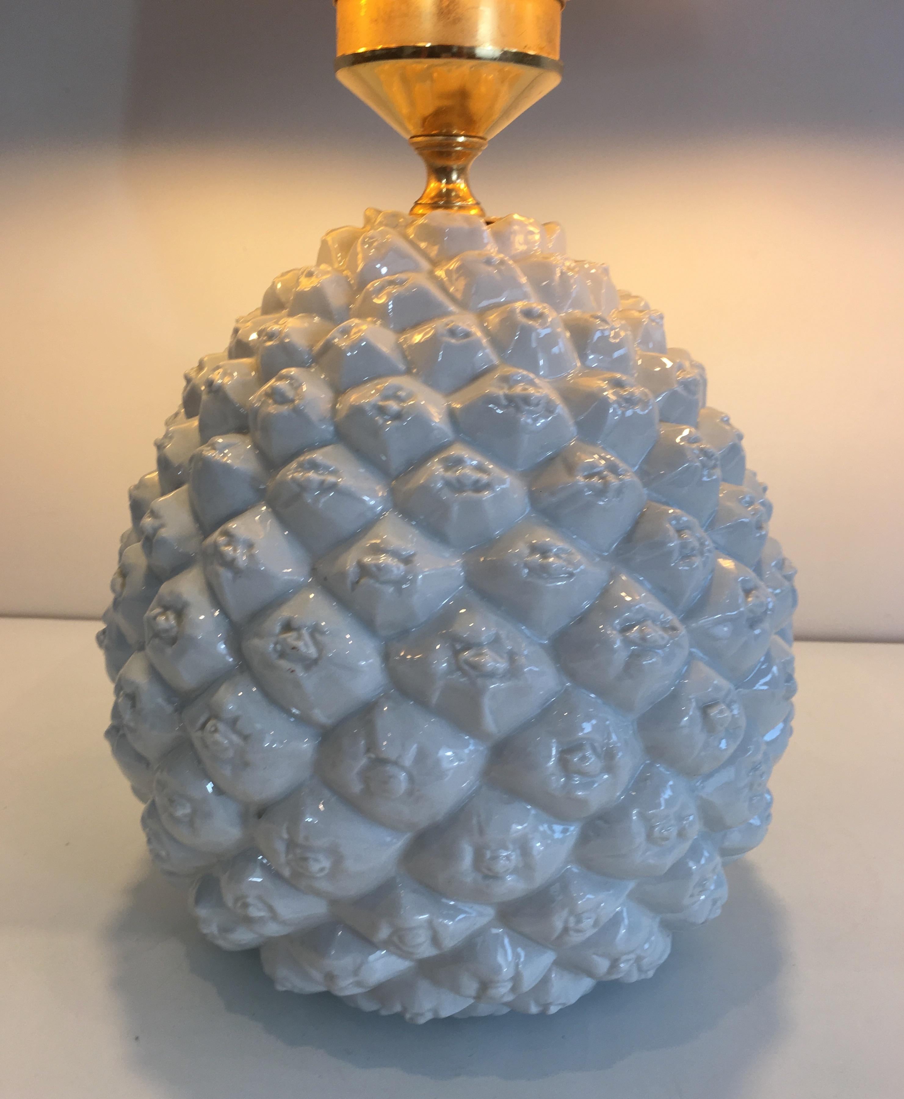 Design Pineapple Porcelain Table Lamp, Italy, circa 1970 For Sale 5