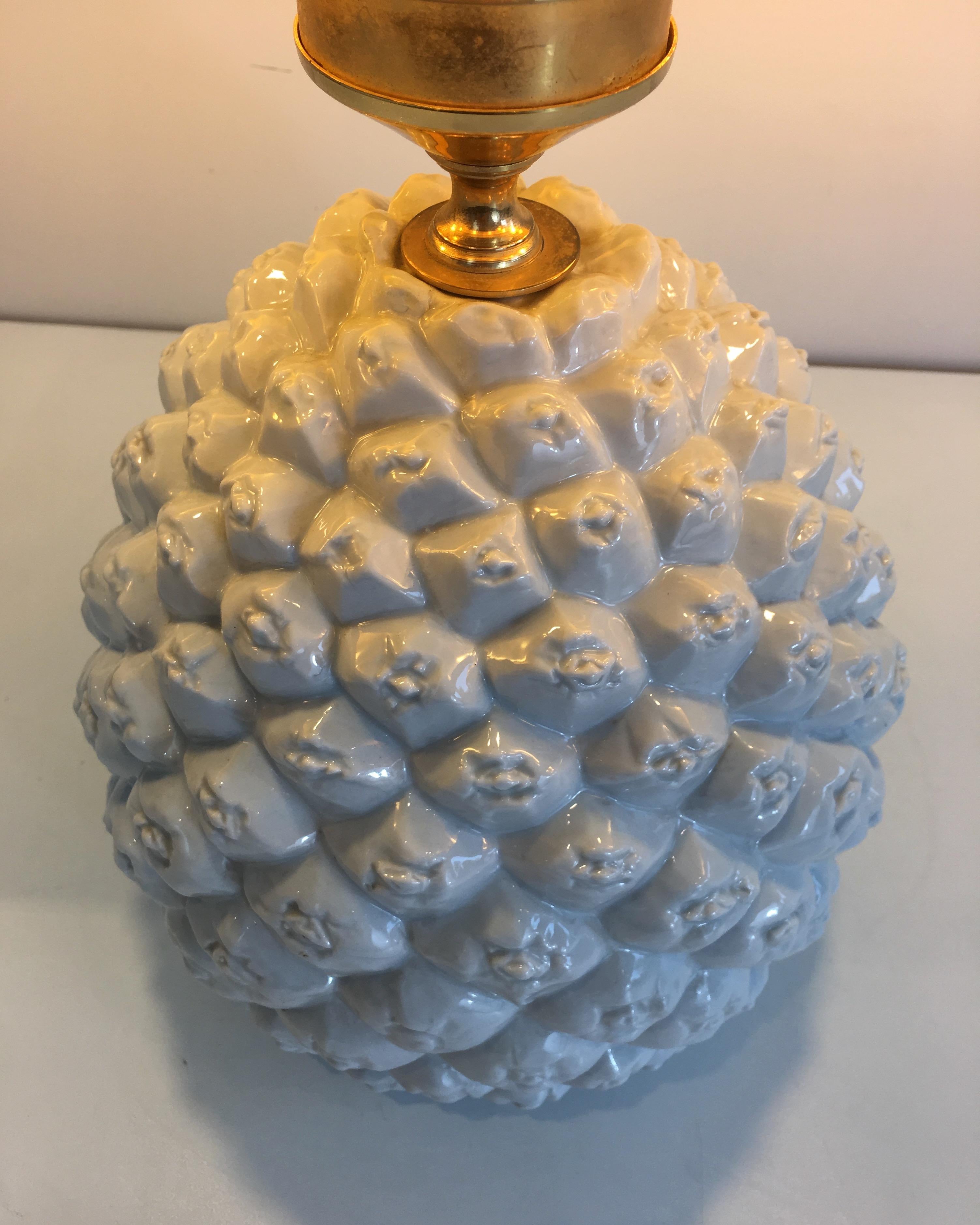 Design Pineapple Porcelain Table Lamp, Italy, circa 1970 For Sale 6