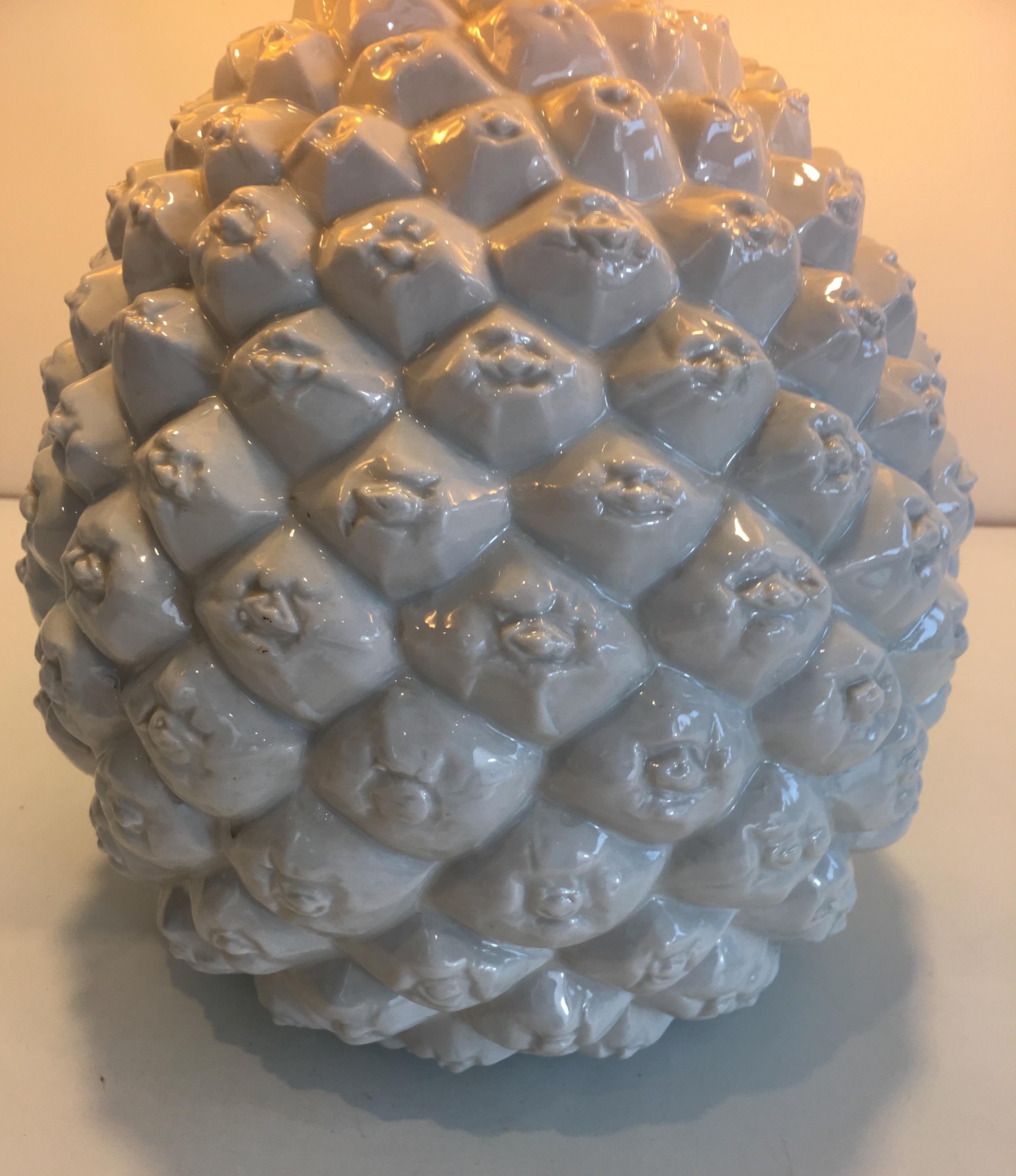 Design Pineapple Porcelain Table Lamp, Italy, circa 1970 For Sale 11