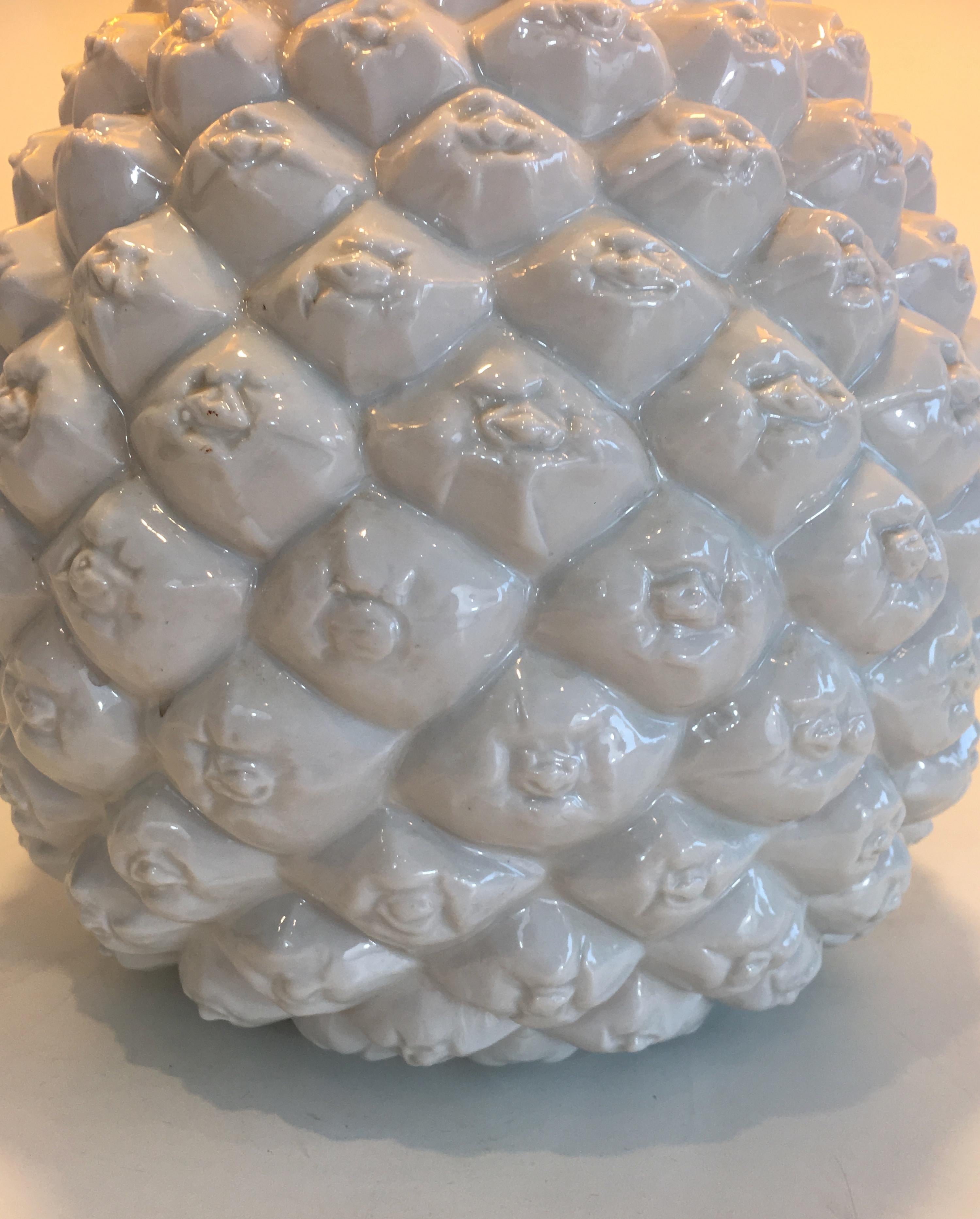 Design Pineapple Porcelain Table Lamp, Italy, circa 1970 For Sale 12