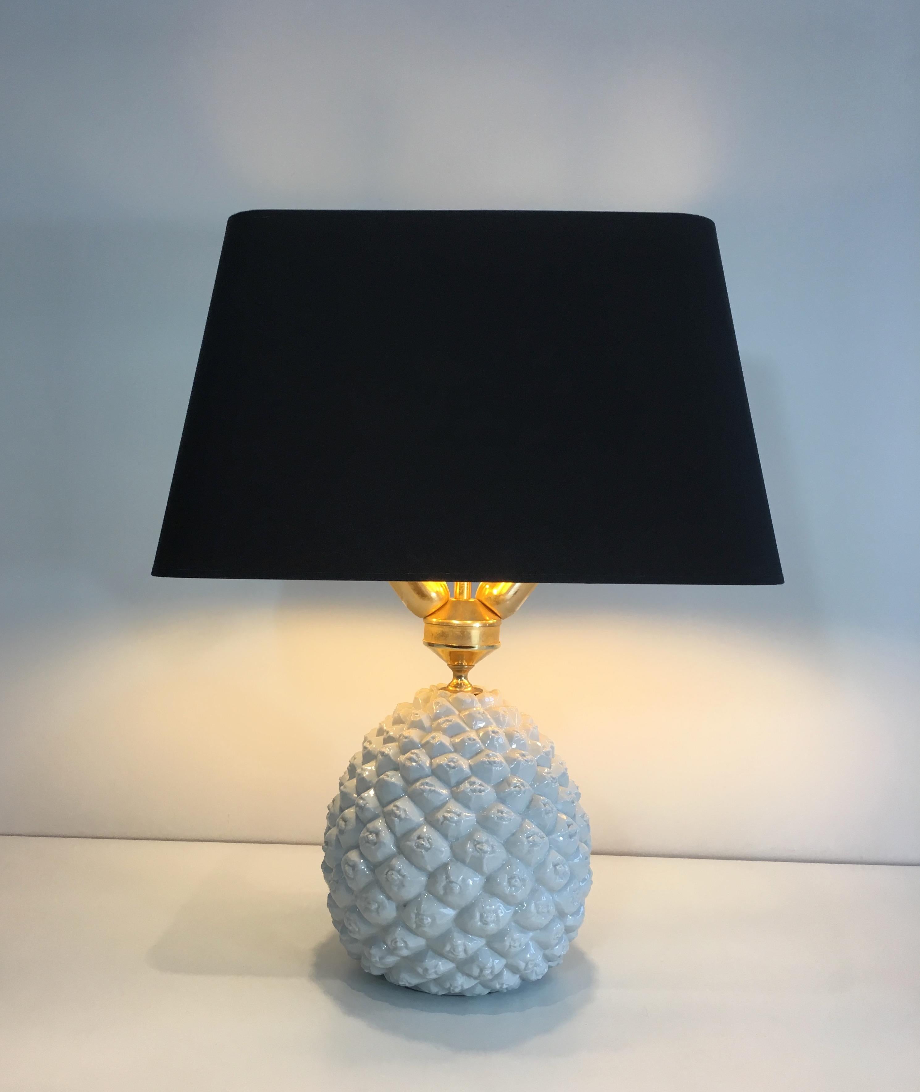 Mid-Century Modern Design Pineapple Porcelain Table Lamp, Italy, circa 1970 For Sale