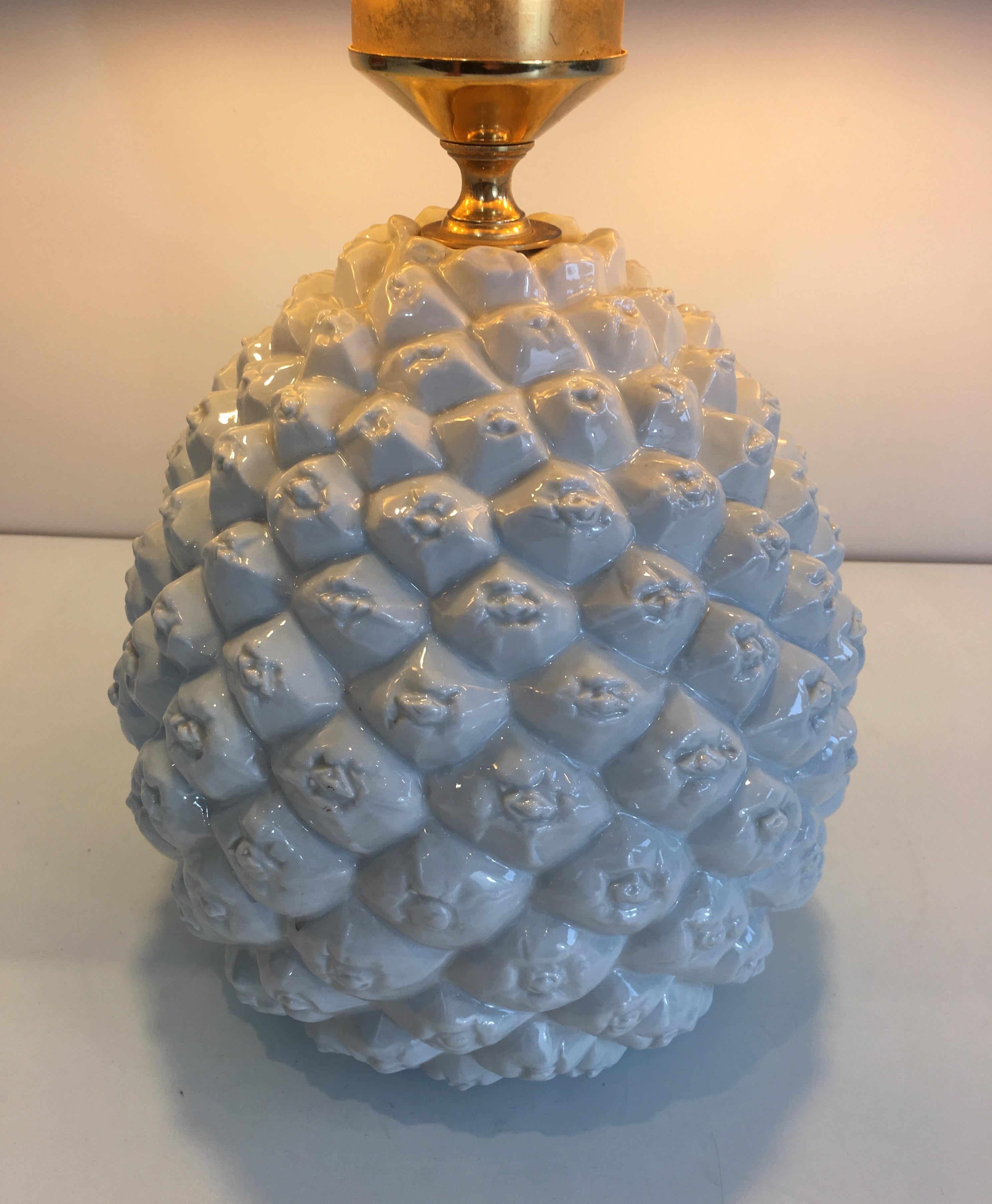 Design Pineapple Porcelain Table Lamp, Italy, circa 1970 In Good Condition For Sale In Marcq-en-Barœul, Hauts-de-France
