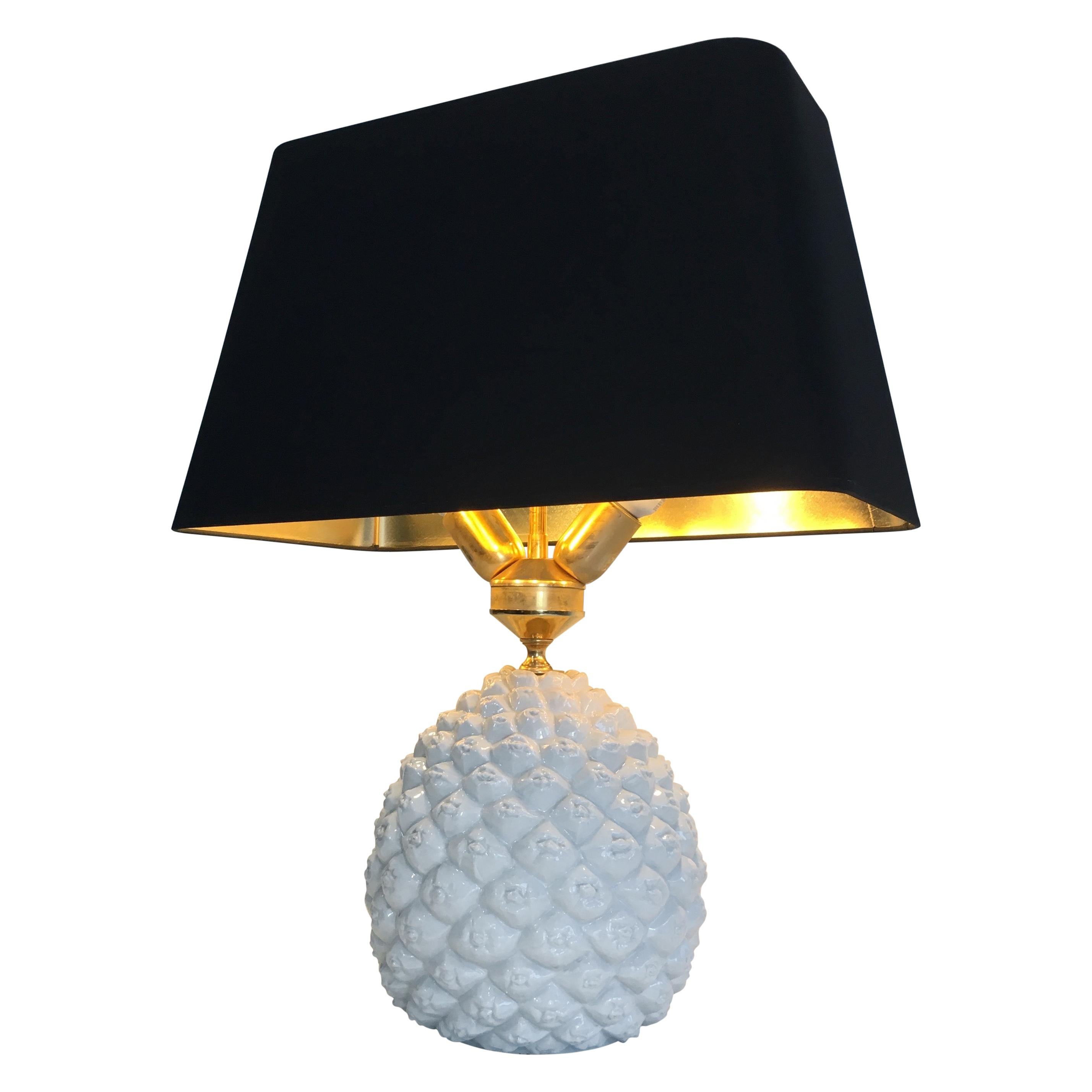 Design Pineapple Porcelain Table Lamp, Italy, circa 1970 For Sale