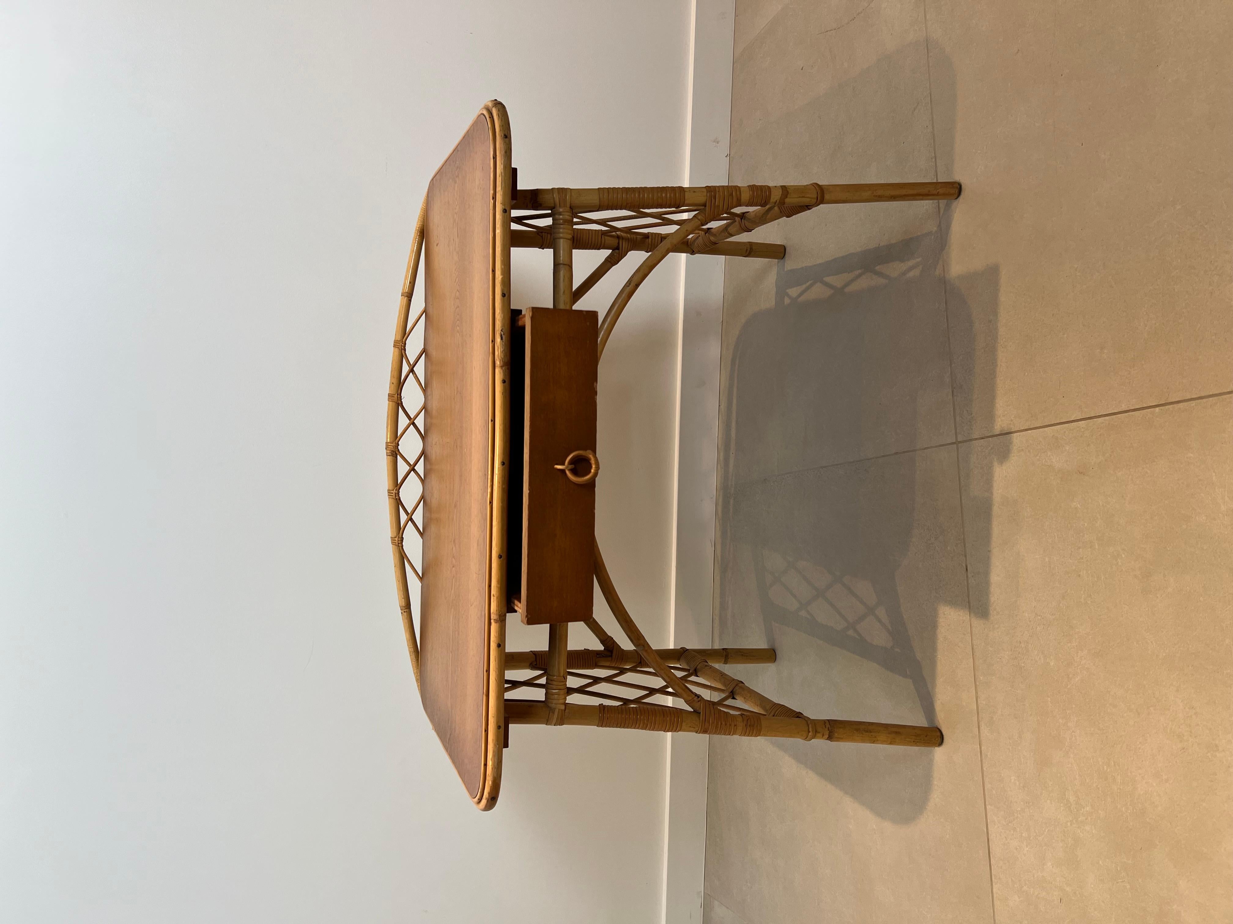 Scrivania di design in rattan di Louis Sognot 11