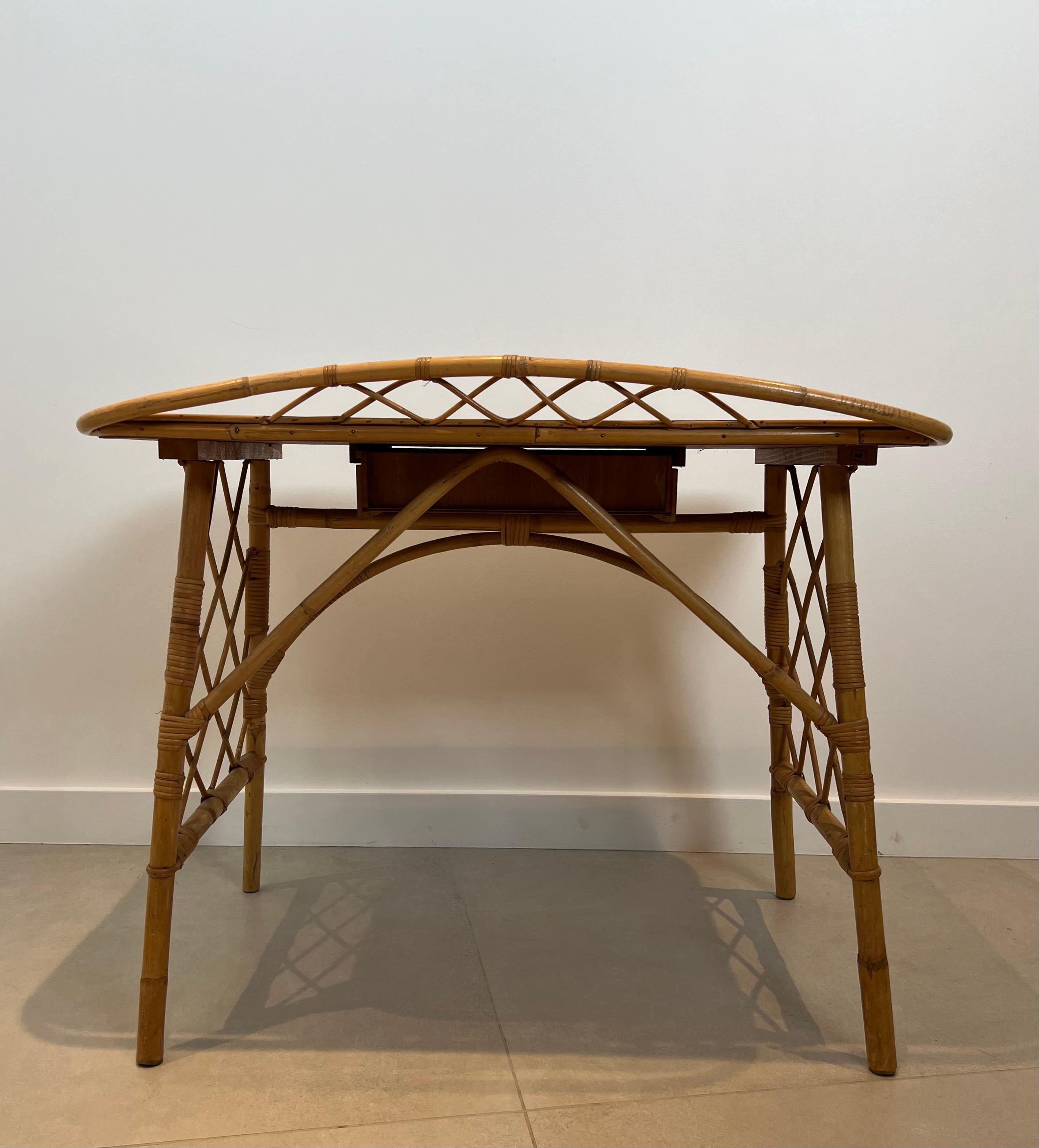 Scrivania di design in rattan di Louis Sognot 1